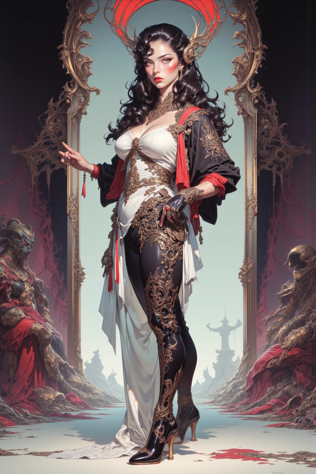 smite_izanami, <lora:smite_izanami:0.8>, milf, masterpiece, best quality, extreme detail, 8k, image sharpness, <lora:add_detail:1>, (curvy), huge breasts, puffy tits, wide hips, <lora:hips-10:0.6>