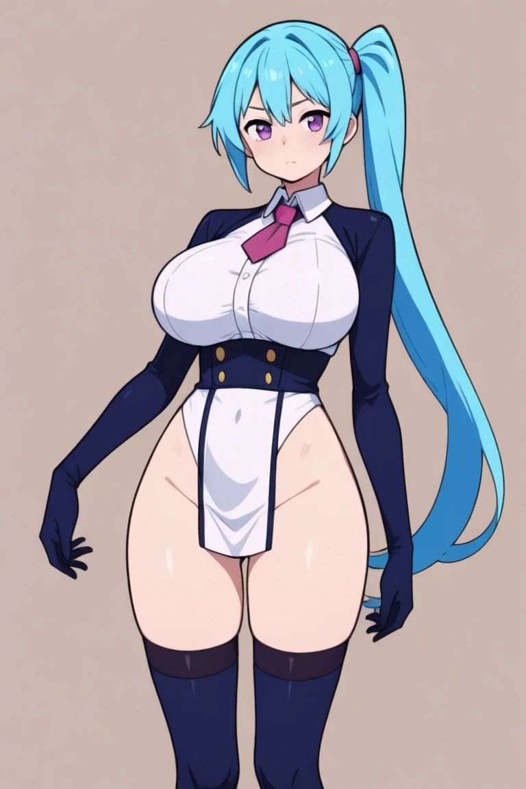 _asura style, new jersey (azur lane), 1girl, breasts, official_alternate_costume, solo, animal_ears, pole, playboy_bunny, leotard, long_hair, blue_eyes, rabbit_ears, blue_hair, pantyhose, :3, looking_at_viewer, bodystocking, large_breasts, blue_background, bare_shoulders, very_long_hair, stripper_pole, cleavage, hair_intakes, thigh_gap, fake_animal_ears, smile, blue_leotard, black_pantyhose, hair_between_eyes, gradient_background, gradient, cowboy_shot, covered_navel, black_leotard, wrist_cuffs, blush, closed_mouth