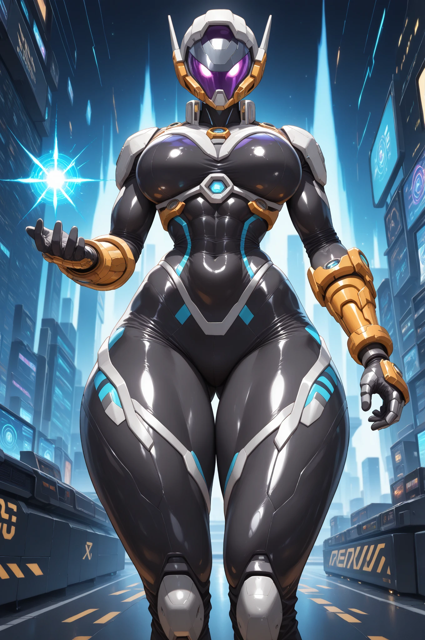 8k ((full body view:1.5)) (large eyes:1.3), defined cheekbones, 1woman, ((pointy horns:1.7)), ((the pit style:1.4)) ((defined jawline:1.2)) ((sleek majestic bodysuit:1.6)) (detailed face:1.5), blue skin,(puffy lips:1.5) (blue skin:1.6), (bald woman:1.7), (skinhead) ((stands confident)),(Muscular:1.3), ((gigantic breasts:1.8)) ((front view:0.6)), )highly detailed, majestic, digital photography, art by artgerm and ruan jia and greg rutkowski, ((metal wings on back:1.4)), (masterpiece, sidelighting, intricate details, (((black color palette)))