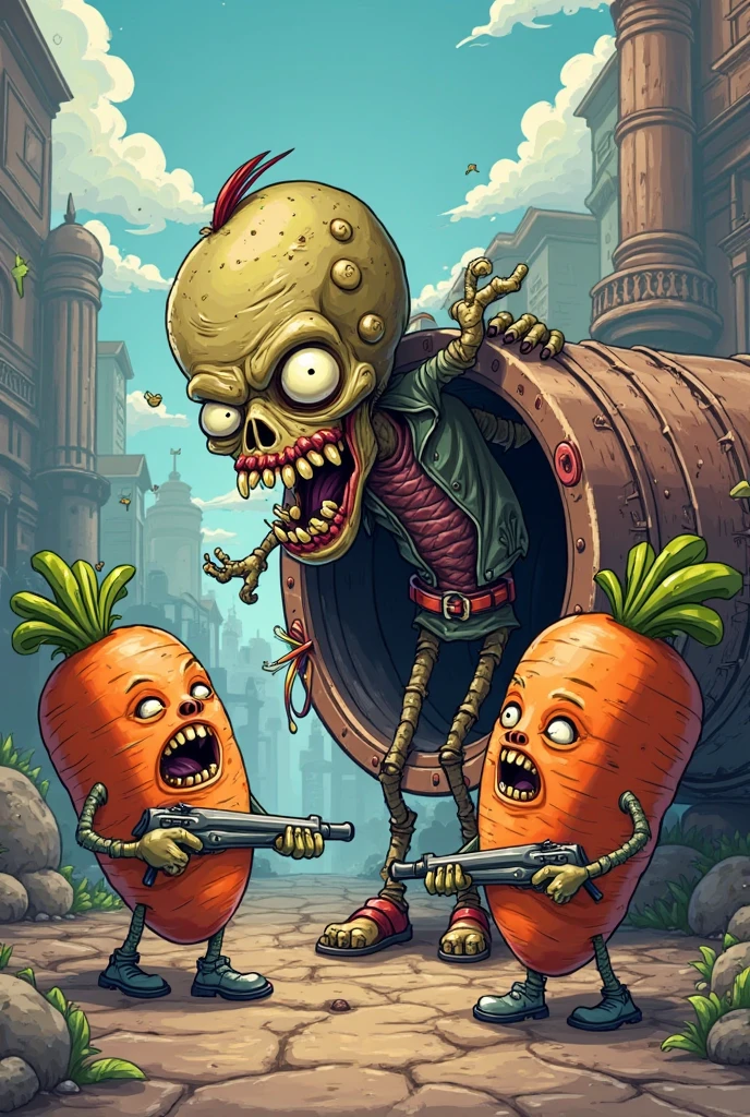 Plants vs. Zombies，Defense War Game，fear，bloody，Old，Zombies，Violence，Peashooter，Potato Mine，Exaggerated art illustration，