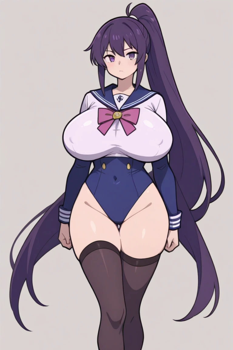 (masterpiece), (highest quality), ((Super detailed))、(super delicate)、Cute naughty Artificer mother、Pastel colors hair、(overwhelmingly huge breasts:1.2, Thighs:1.2, thick legs:1.2, curvy:1.2, towering stature:1.6, massive fat thick unnatural belly, Plump、Gorgeous、purple eyes, (hair over one eyes:1.3, ahoge, messy hair:1.2, tired hair:1.2, flipped hair, very long hair, bags under eyes:1.3), black hair, (purple hair:1.1), (blush:1.2, emberrased:1.2, quiet personality:1.2, scared:1.2, looking away, wavy mouth), naked, hand over face