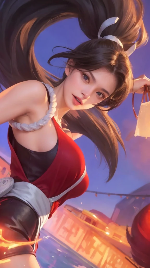 (A hyper-realistic)、(illustratio)、(hight resolution)、(8K)、(ighly detailed)、(Best Illustration)、(beautifully detailed eyes)、(top-quality)、(Ultra-detail)、(masterpiece)、(wall-paper)、(A detailed face)、solo、1 girl in、looking at viewert、fine detailed、A detailed face、in the darkness nigth、deep-shadows、lowkey、pureerosfaceace_v1、A smile、long、Black shawl straight hair、46-point diagonal bangs, (silk dresses、long skirt)(off shoulders)View of the castle、、Stand against the wall