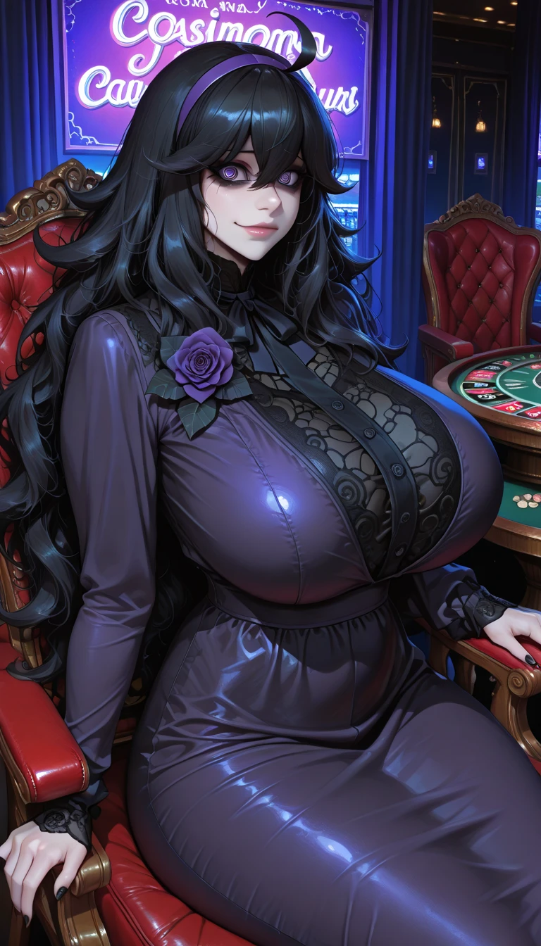 (masterpiece, highres, best quality:1.2), 8K, highly detailed, intricate, colorful, vibrant image, sharp focus, cinematic)iris heart,body builder,(Wearing schoolgirl uniform ,black collared shirt , black_skirt, garter straps, leather waist belt) huge breasts (big perfect round breasts,hourglass body, thin waist,very thin waist, Photo realistic,(hyperrealistic:1)beautiful, masterpiece, best quality, extremely detailed face,perfect face,beautiful face, perfect lighting,detailed eye makeup, detail face, nice detailed eyes,nice hands, perfect hands,blue hair, pink eyes,glowing eyes (realistic pupils,realistic iris:1) heavy eye makeup,<lora:beautifulDetailedEyes_v10:0.2> <lora:add_detail:.5> <lora:Amazon-V3:.50> <lyco:GoodHands-beta2:.90> <lora:IrisHeart:.40>(empty Casino)