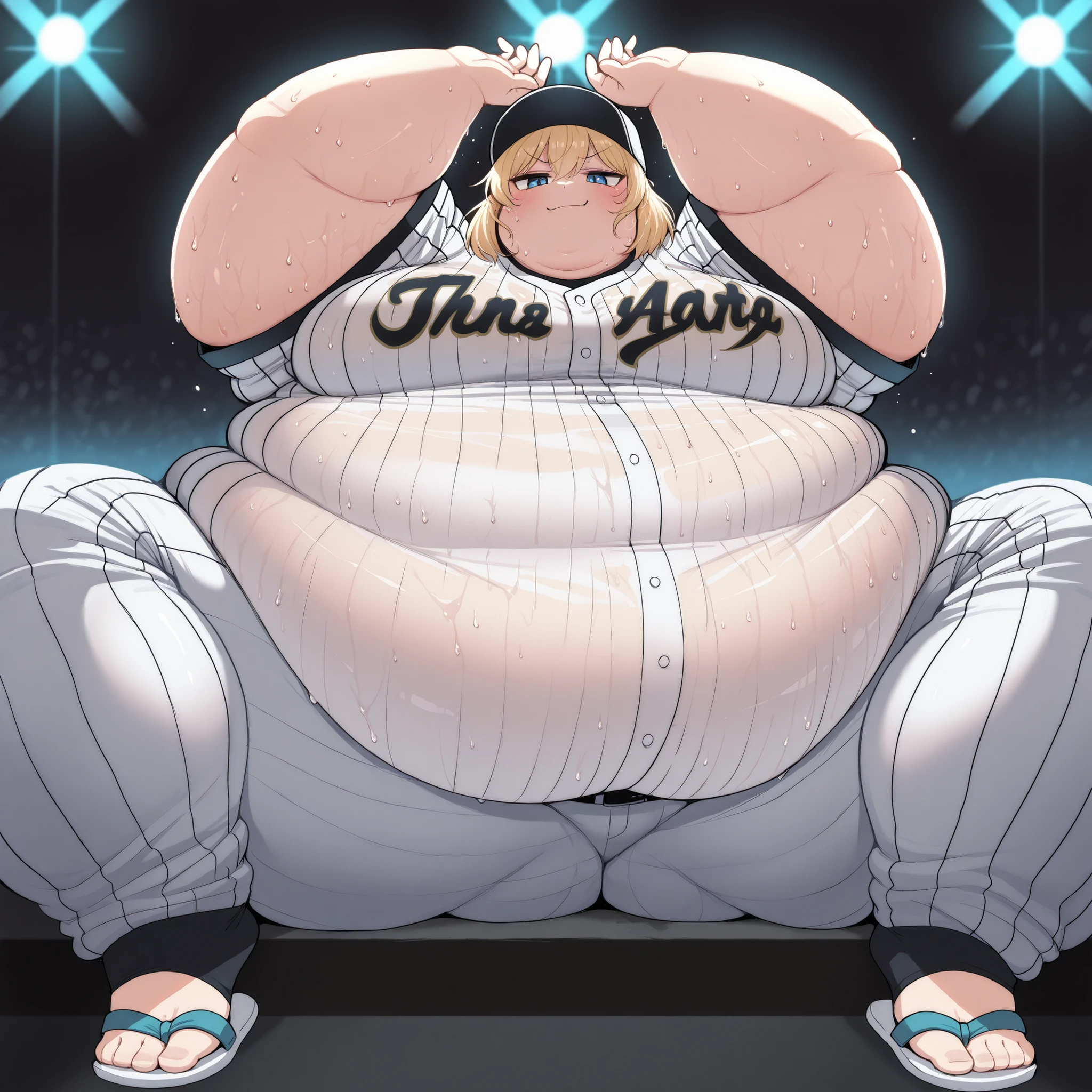 Drinking beer(Morbidly obese:1.2)Lustful, horny, hard blushing, parted lips, burping, looking at viewer, , 1girl, solo, mercy (overwatch),breasts, blue eyes, blonde hair, (gray sweatpants), white t shirt), lazy, slouching on couch, modern living room Round face, double chin, fat chin, fat cheeks, fat neck, round face, SSBBW, flabby arms, round face, double chin, fat double chin, big double chin, fat neck, chubby cheeks, fat thighs, fat calves, morbidly obese, flabby , giant , large belly, obese, fat face, belly, double chin, obesity, flabby breasts, fat arms and legs, fat everything,