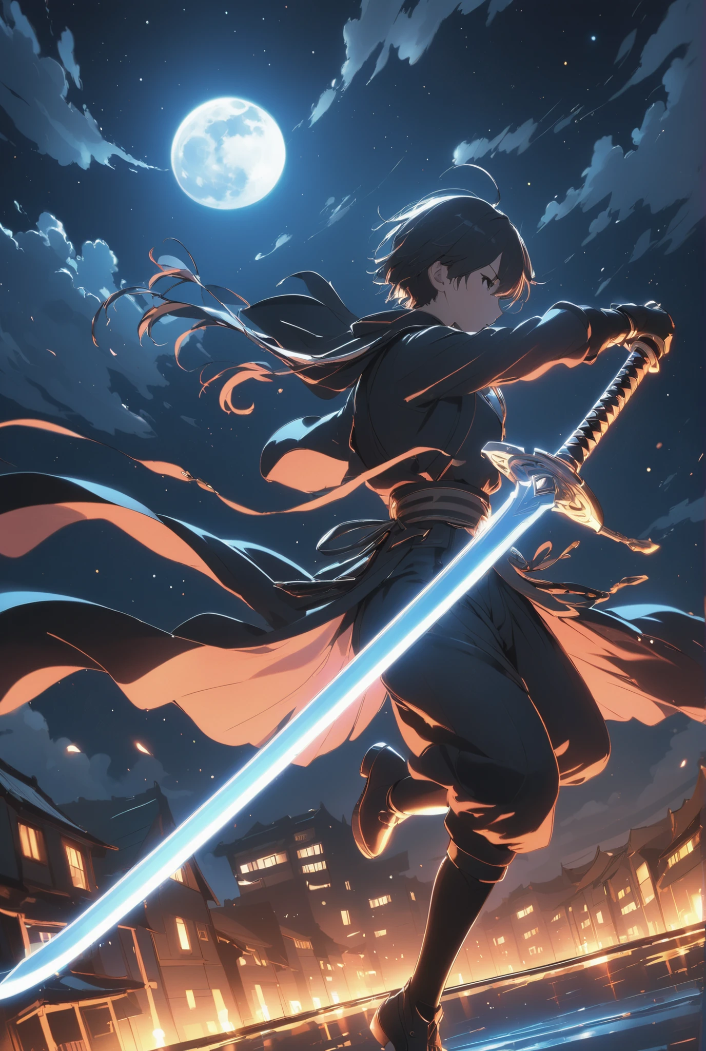 JK Swordsman Shakin on a moonlit night!The moment you do a horizontal slash