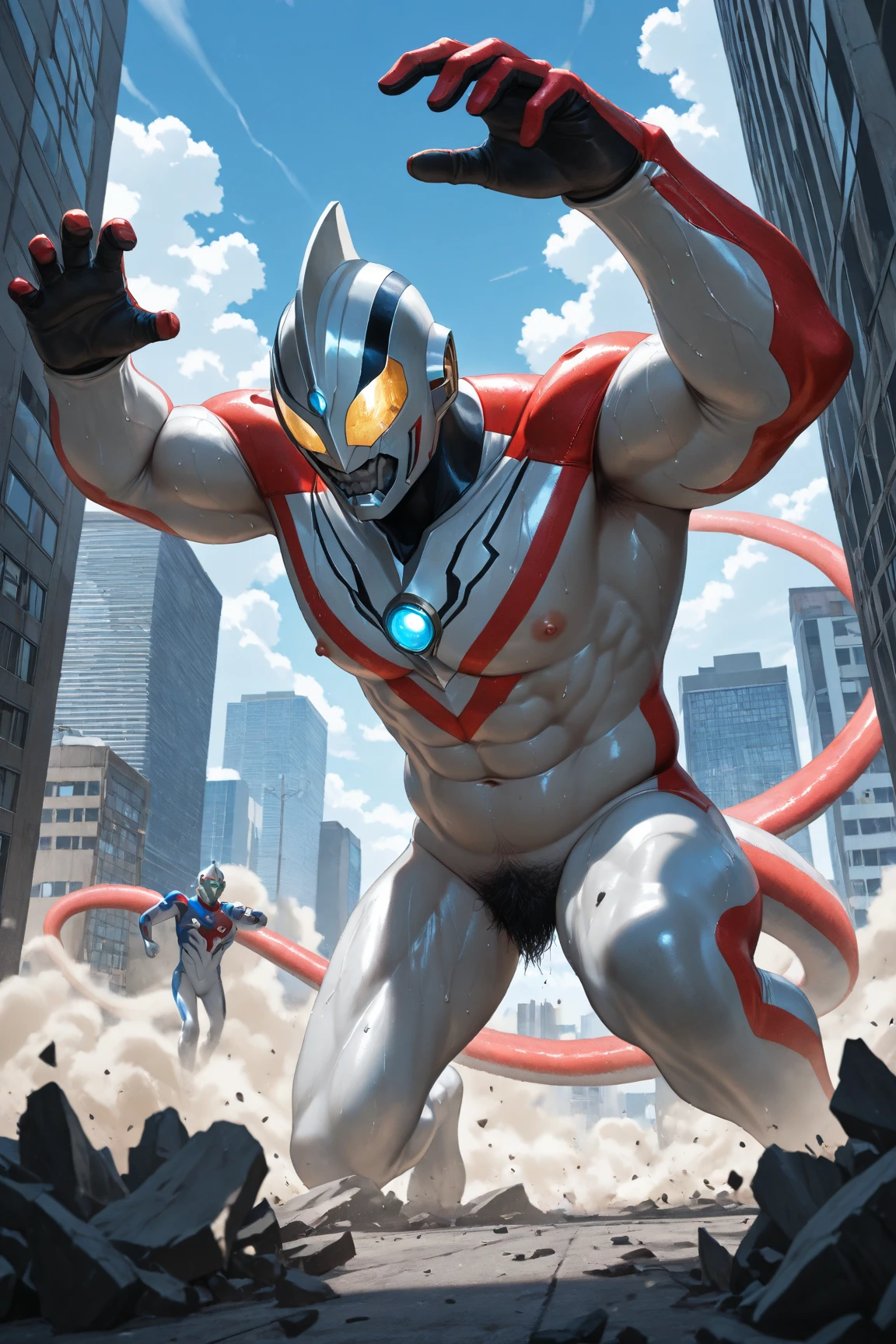 masterpiece, best quality,(Realistic Touch), Ultraman,120m tall,metallic red skin,his big bulge is shiny red . Thick solid , manly, Masculinity, strong,his bulge is gigantic. Physically strong ,Thick , being attacked by enemies , big bulge ,strong big body,Broad shoulders,Thick Arms ,Muscular,Large scale , Rugged , Rugged body, big strong body, Muscular, very bulge in the , Bulk ,very strong bulge in the , strong bulge,Rugged , Thick body, noticeable bulge , red strong body, massive red body,red tiny bikini,red bikini,red shiny skin,red body,solid ,thickest build,barrel ,ultraman joneus,white face,red small bikini,red skin,red body,huge strong body,solid ,biggest bulge in the ,barrel ,mighty ,buff ,yellow eyes,heavyset,thick body,white face,strong large body,yellow eyes, red skin,well built,beefy,very strong bulge,white face,tiny red bikini,very big bulge,bigger bulge,red skin,the biggest bulge ,white face,red tiny bikini,solid ,enormous bulge,gigantic bulge,red skin,white face,heavyset,burly,beefy,ginormous red bulge ,humongous red bulge ,thickest build,red shiny skin,red gigantic bulge,red legs,bulk,tremendous red bulge, very rugged body,red ,red legs,red skin,solid body, large red bulge,amazing bulge,red shiny solid body, his big are in red bulge. Gigantic Red Bulge ,king sized red bulge,red ,red shiny skin,powerful red bulge,distinct facial features, he is not young.his stands.he has a huge pants . shiny red bulge.squarish shiny white face. he is good daddy.his red solid body is admired .shiny red ginormous bulge . massive is shiny red.he becomes . his white ears are squarish.his mouth is squarish.his yellow eyes are squarish.red ,red bulge.massive upper body.he is a bull of a man.shiny white face.his mouth line is distinct.he is macho . massive upper body. shiny red arms.sharp mouth lines. ultraman face, not human face.distinct bulge lines.red muscular