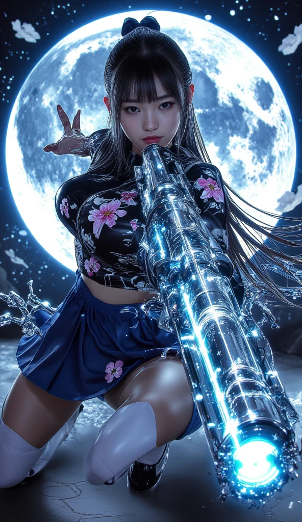 top-quality、masterpiece、超A high resolution、(Photorealsitic:1.4)、Raw photo、Detailed CG image quality、cyberpunked、Beautiful fece、1girl in、Dark hair, (Platinum Silver Accessories:1.4)、(Black wizard robe:1.4)、cleavage of the breast、(Thin Mirror Silver Latex Suit)、(Purple eyes:1.3), (radiant eyes), (Mystical powers:1.2), (Violent arc emanating from the fingers:1.4). detailed portrait、8K picture quality、bright colour、concept-art、Cinematic and dramatic atmosphere、foco nítido、Volumetric lighting、Cinematographic lighting、Wearing studio quality、(neon lighting)、depth of fields、Ambient lighting、Blurred foreground、blurry backround:1.3、(rainy evening:1.4), (Severe lightning strike:1.4),