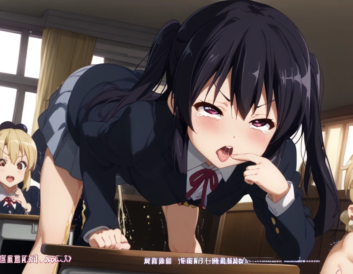 score_9, score_8_superior, score_7_superior,Source Anime,  , One girl, himesaki_Rinami, ベットのsuperior, smile,  ribbon,  Black jacket, Handjob,Large Breasts, front,High resolution, Staring at me,
