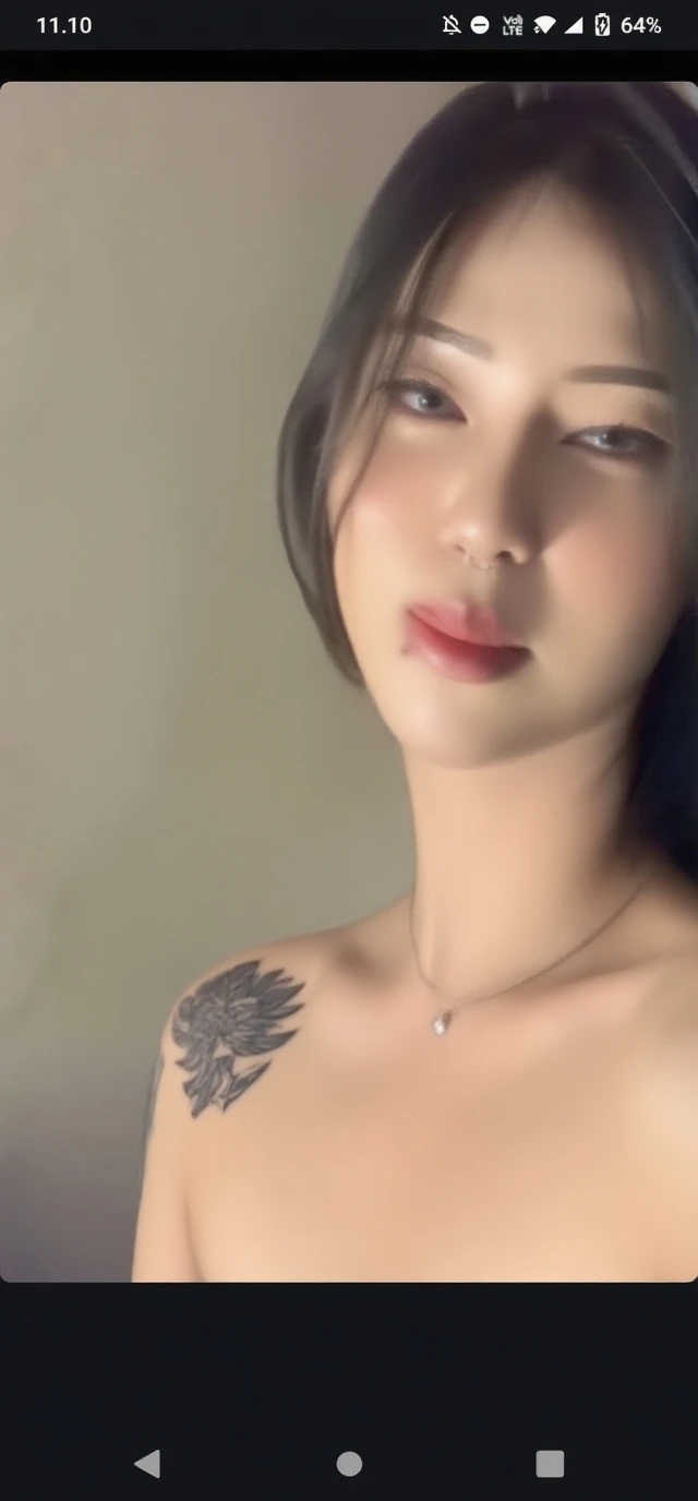 Highest quality, Ultra-high resolution, (Realistic:1.4), One girl, Beautiful Face, Off Shoulder, The black, (Faded grey hair:1), Medium chest, View your viewers, close),(((Completely naked))),(((nsfw))),((Small breasts:1.2)),(((nsfw))),