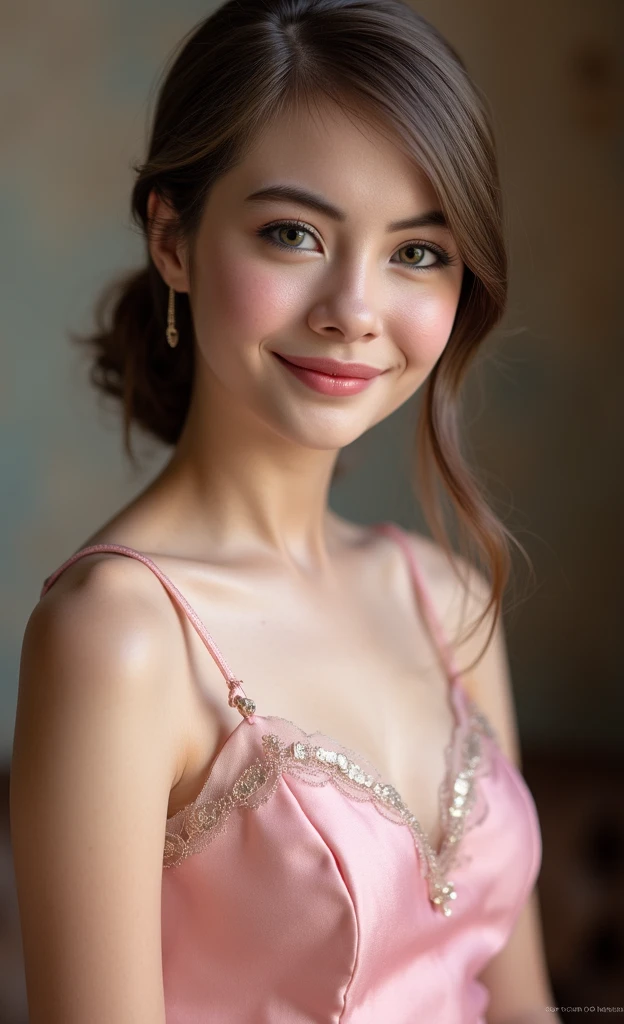 ((Highest quality, 8k, masterpiece: 1.3)), sharp: 1.2, Perfect Body Beauty: 1.6, ((Layered Hairstyles, Big Breasts: 2.0)), (Red lace dress: 2.0, Off-the-shoulder dress: 2.0, A dress that only reaches down to the nipples: 2.0), (Boldly exposed cleavage: 2.0), ((long hair: 2.0)), ((necklace)), Earrings, ring, Bracelet, Hair Accessories, ((Beautiful young teenager woman)), ((Straight nose)), (Eyeliner), Armpit Hair, Bristles, ((White and beautiful skin)), Wavy Hair, Beautiful attention to detail, Super detailed, Highly detailed face and skin texture, fine grain, double eyelid, Black Hair, Big Ass, Lower Body, Thighs, (((Skinny))), Wet and shiny lips, smile, Get a grip on your body, ((Anatomically correct human body)), ((Crisp body shape)), Ribs, clavicle, Protruding skeleton, A face without nasolabial folds, Shyness, Thin eyebrows, Big eyes, (shoot from side: 1.0), (Narrow shoulders: 2.0), (Smile: 1.0)