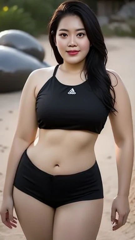 high quality photographer, very detailed quality, chubby Malay woman, very beautiful, curvy body, wearing a sports bra, very big breasts, sexy long tights, big smooth thighs free pose,
sexy smile, realistic, high quality results 8k hd, very detailed results.