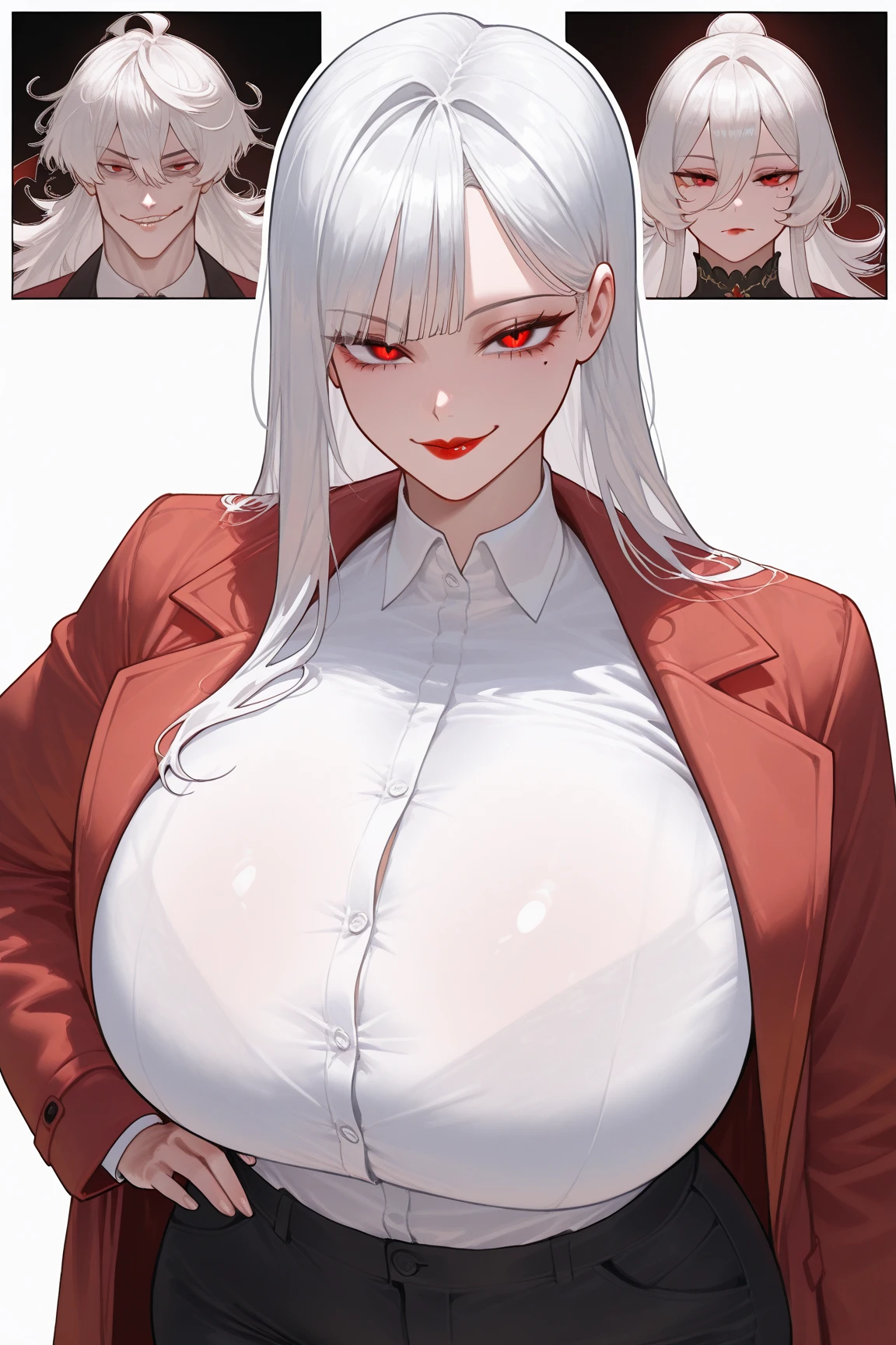 NSFW, 8K,ultra high definition,(masterpiece:1.2, best quality), (magazine cover), (많은 텍스트가 포함된 다채로운 magazine cover),fascinating, elegant, Trend, trend, radiant, head turner, dazzling, elaborate, very cool, dramatic, brave, ((swedish model)), ((((white hair)))), It shows off her enhanced look perfectly... She has perfect makeup, (((((saggy big breasts,hbig breasts,Sexy))))), 그리고 is striking a sexy, erotic pose), Her body is perfectly toned, sunny beach background, (very detailed:1.2)((((100%all nude,Lots of pubic hair)))),((red lipstick)),red eyes,(Very long ponytail),((((bust,bust)))),