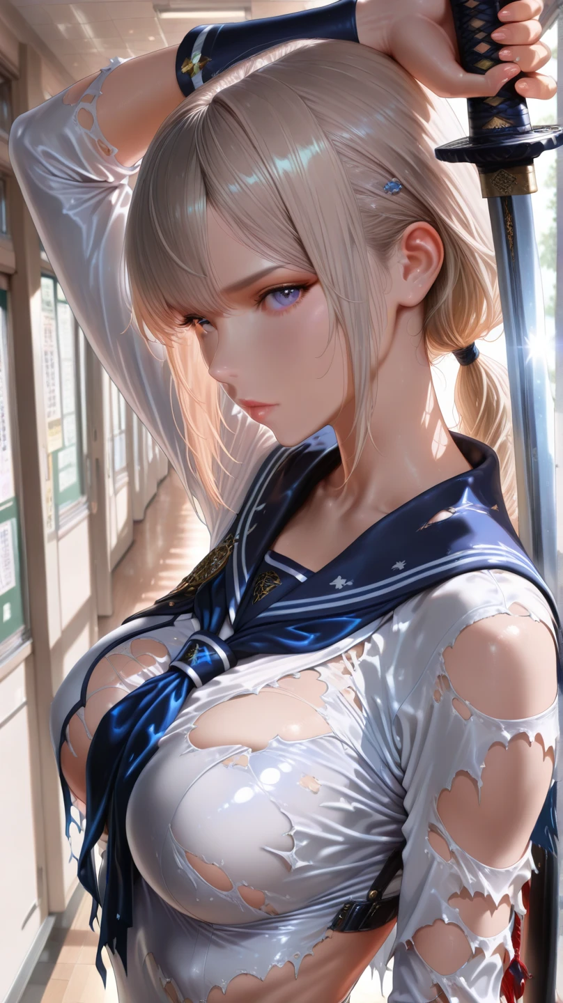 A perfect depiction of beautiful hands and fingers(Increase contrast)、(Increase saturation)、(25歳のDark Skinの女性、stare、Dark Skin)、(((Dark Skin、Brown Skin)))Beautiful woman with perfect figure、Embarrassed face、((((Blonde shoulder-length hair))))(((((((Brown Skin、Super big boobs、White Sailor Suit、Cleavage、Short length、Navy blue pleated skirt、Ultra mini length))))))) (((In the classroom)))Super big 、Narrow waist、Long legs、(((floor、Leg spread、squat、Spread your legs)))(((Sexy shot、Angle of view from the bottom)))