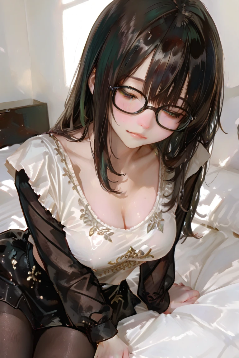 NSFW:1.5,masterpiece, 最high quality, high quality, High resolution, high quality texture, high quality shadows, High resolution, Beautiful details, Detailed CG, Detailed Texture, Realistic representation of face, Realistic, colorful, delicate, Cinematic Light, Side light, Lens flare, Ray Tracing, sharp concentrated, (1 Girl,concentrated:1.3), ( Intricate details, compensate, PureErosFaceV1:0.5), (細部まで美しいdelicateな顔, 緻密で美しいdelicateな瞳, Perfect Facial Proportions, Dense skin, Optimal ratio of four fingers to one thumb, Arms under chest, medium breasts, Wide Hips, Smooth upper abdomen, Tilt,middle hair ,wavy hair , blush ,30 years old,Blue Eyes,Study,Glasses, dress shirt ,Tight Skirt,black stockings, garter belt,high heels,desk, secretary ,adultery,house wife, ecstasy face,curvy,supright straddle,bich, sweat,missionary,1boy,penis,lying,vaginal, pov,spread legs,sex