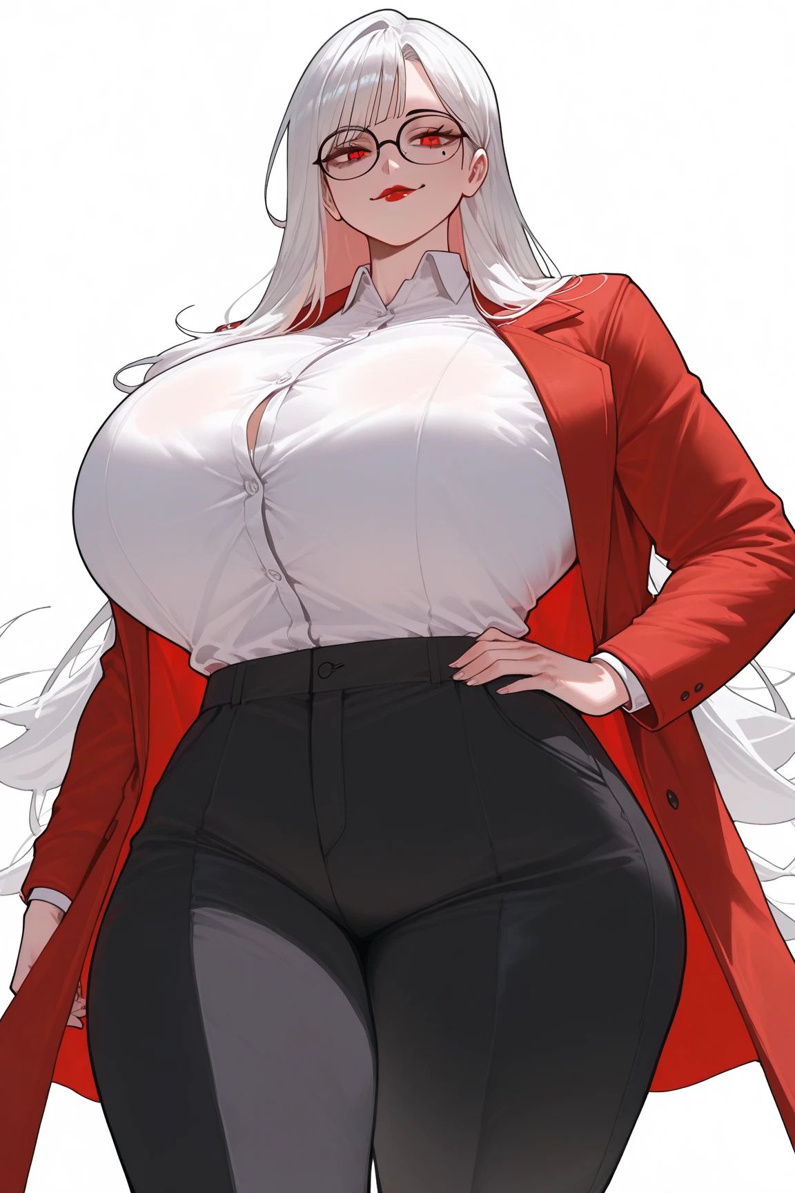 HDR, High Quality, Masterpiece, Excellent, Daytime, Standing at the Center, White Void Background, NO BACKGROUND, 2 Women, Twins, Chinese Style, Cultivators, Azure Hair and Platinum Hair, Modest Breasts, Naked, No Clothes, Every Skin Showed, Big Areolae, Bright Crimson Eyes, Long Hair, Long Bang, Ponytail, Gorgeous, Stern, Serious, No Blushing, Young Woman, In Their Twenties. Hide Hand on the back. Standing Side by Side. Stand At The Same Height as Each Other