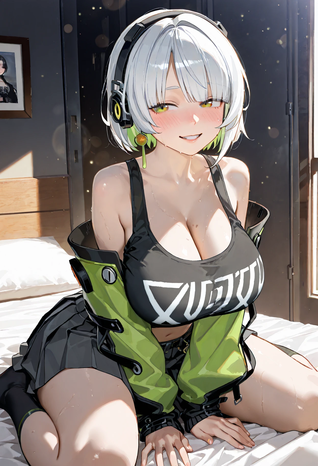 big boobs laughing silver shortcut hair succubus micro bikini at neature