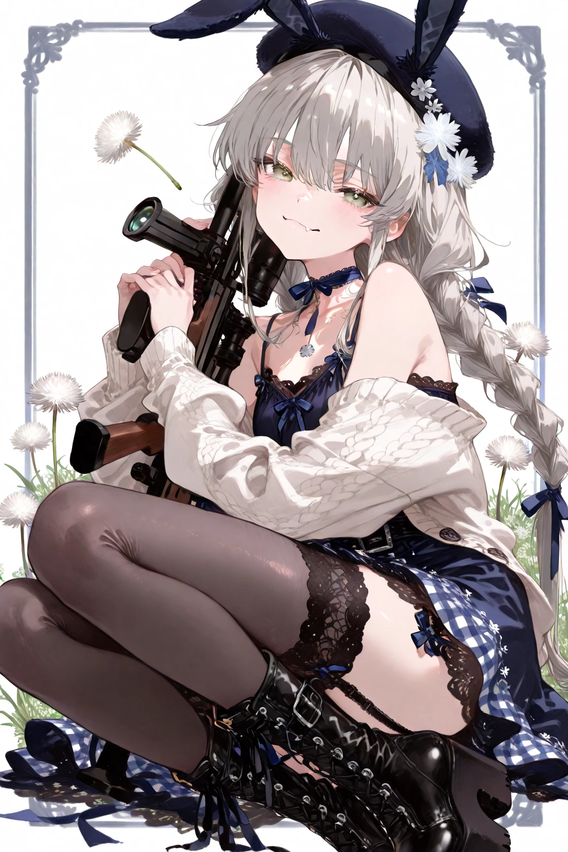 (small breasts:1.2), (perky chest:1.2), (pointed chest:1.2), (Pudding cake magazine cover:1.3),(from above:1.0),(shoot from the side:1.1),masterpiece, 1girl, Amazing Cleavage:1.1, thin waist, optimum,tmasterpiece,hight resolution,best qualtiy,hyper HD,super detailing,awardwinning,a 18yo cute girl,(The upper part of the body),anatomy correct,Beautiful Black miniskirt,garters,Gaze,Small face,bangss,holster,Beautuful Women,hands up,leg holster,Gaze,black boots,Cowboy Shot,cute face,a blond,Longhaire,Twin-tailed,Braids, Hairline,(scarlet eyes),long eyelasher,Hanging eye corners,White skin of the, ((see through camisole:1.1)), ((Sheer nipples:1.0)),Rocket Tits,(Slim body),smile,seductive weak smiling,(with sparkling eyes and a contagious smile),little open mouth, Looking at Viewer,
