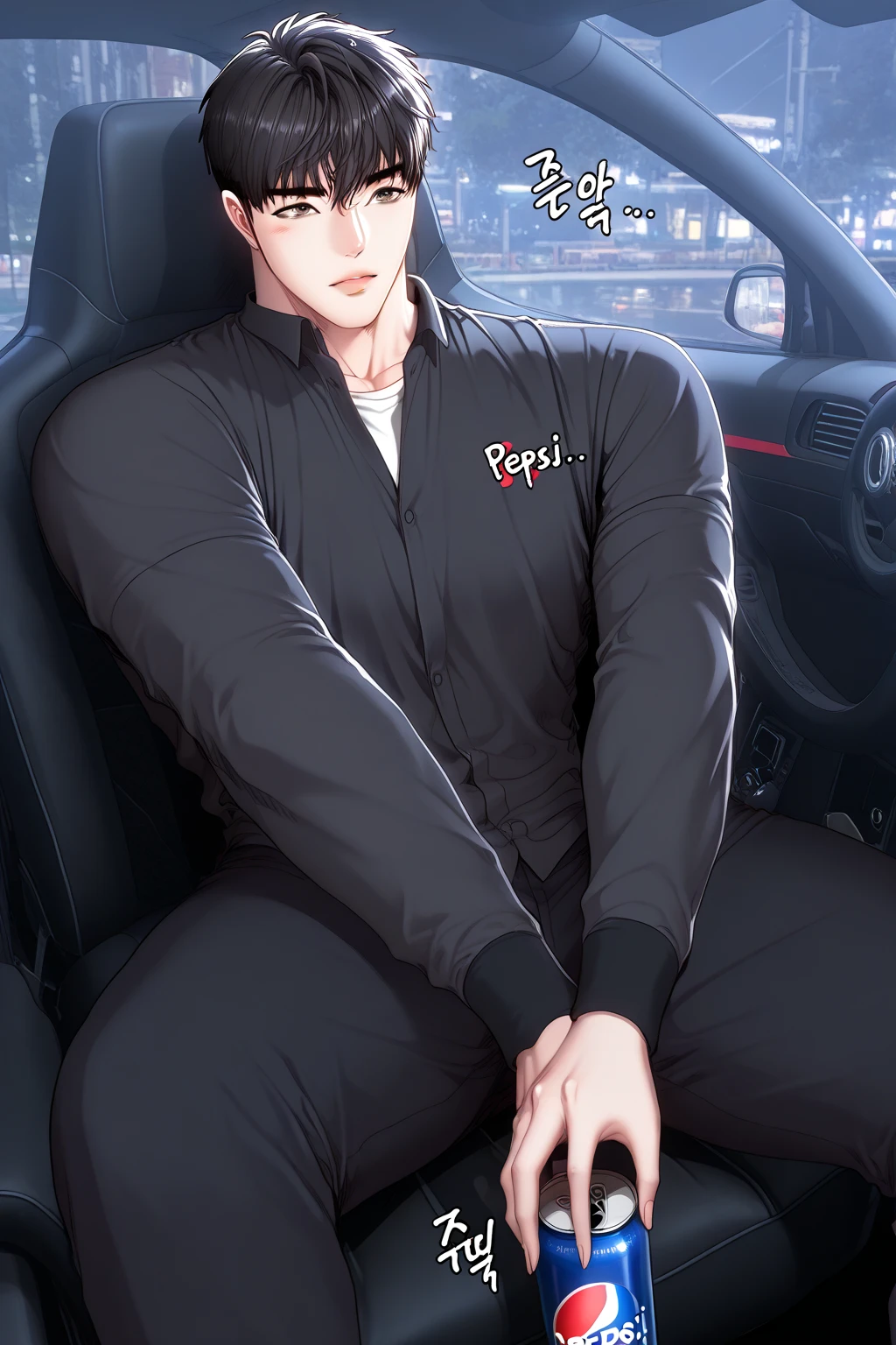 4k, high resolution, best quality, masterpiece, perfect color, perfect shade, perfect lighting, Posted by e621, ((portrait)), ((handsome man)), perfect male figure, Short hair details,chest muscles,abdominal muscles,????? torso, Detailed face, perfect face, (stood up), Detailed background, ((Bonifasco Lighting)), (black eyes),(), black hair,Hoddle
