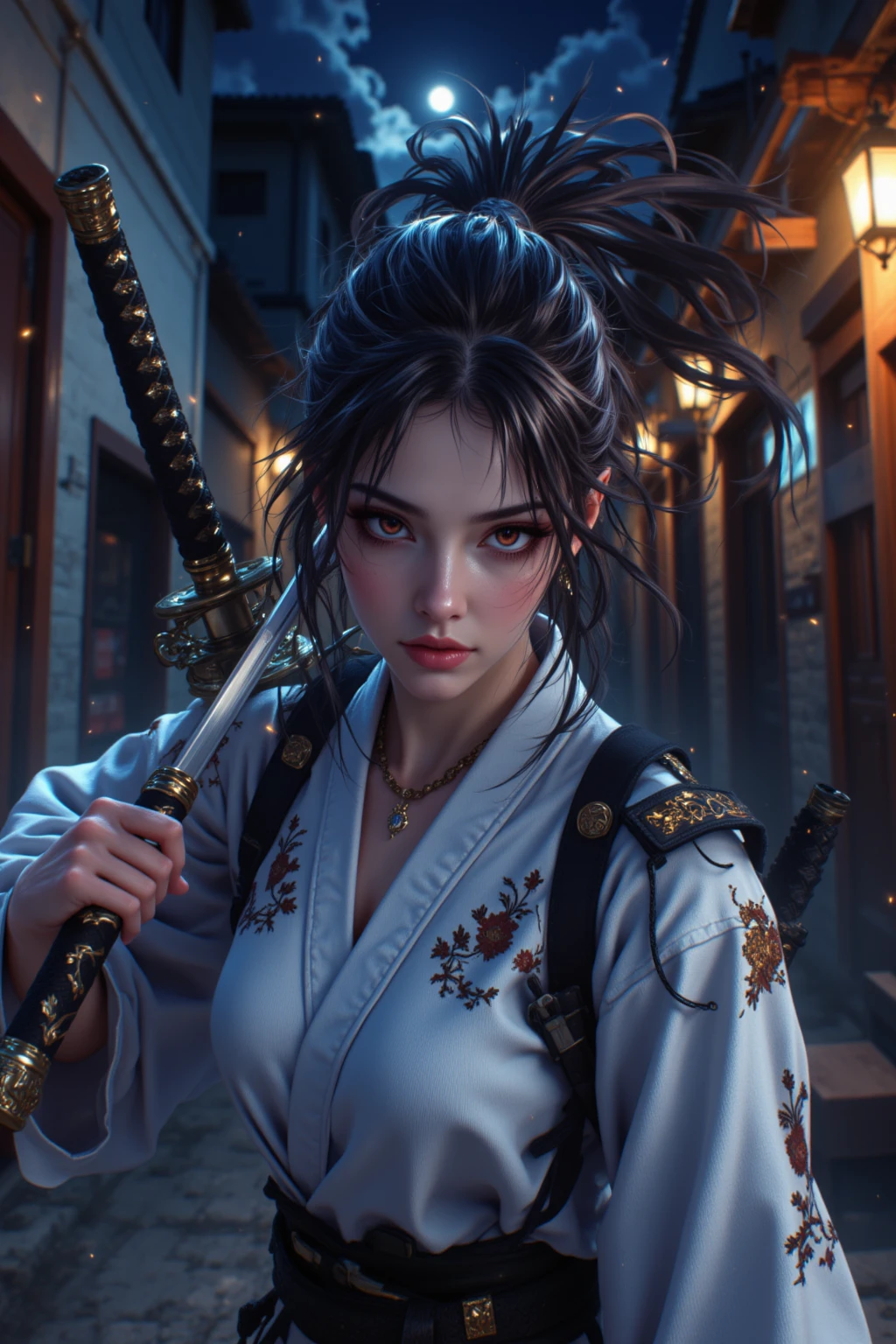 A sigma girl in samurai costume 