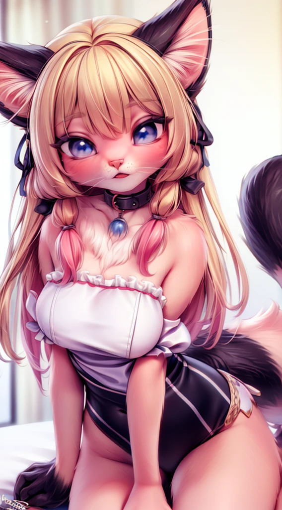 (ultra detailed), a captivating and lifelike full-size portrait of a female anthro ocelot, showcasing a charming and expressive cute face, adorned with stockings and engaging in a playful yiff, her pawpads gleaming with drops of sperm from a recent . The meticulous attention to correct anatomy adds an alluring sensuality to the scene, the ocelot's vulva and vagina peeking out from between her thighs, inviting the viewer into an intimate footjob experience. The point of view places the audience in the moment, immersing them in the feel of her wet paws against their skin, (masterpiece, best quality, 4k, 2k, shaded, absurd reall gag), (hi reasterpiece)) , ((best quality)), illustration, furry, cat, animal ears, tail, bodyfur, 1girl, POV, upper body, 1girl, solo, long hair, gray hair, *//*, blue eye, *//*, white blouse, looking at viewer, smile, two legs, real anatomy, correct anatomy, two arms, two legs in the shape of a cat's paws. Best Stockings, (paws), Suggested Pose, Seductive Leg Pose,