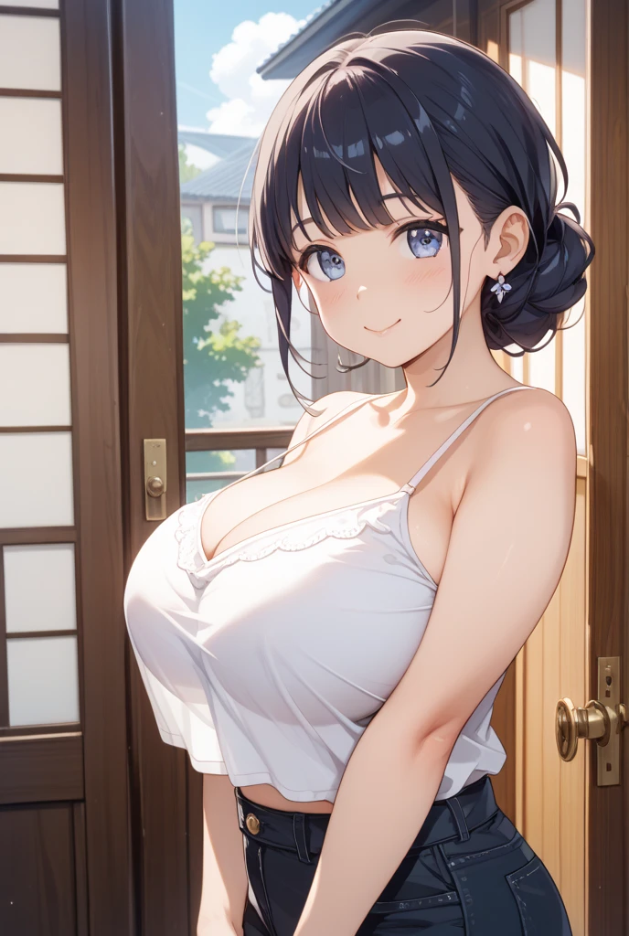 real, High resolution:1.3), One girl with a perfect body, Very beautiful face and eyes,Bobcut, Big Breasts,Japanese,looking up flirtatiously,Ultra-realistic capture, Highly detailed, High resolution 16k close-up of human skin. Skin texture must be natural, With such detail that pores can be finely identified. Skin should look healthy, In a uniform tone. Use natural light and color,Maid clothes,Cowgirl,Wide-angle photography,Sex,nsfw, (spread pussy:1.3),(leaning forward:1.3), (hands on knees:1.3)