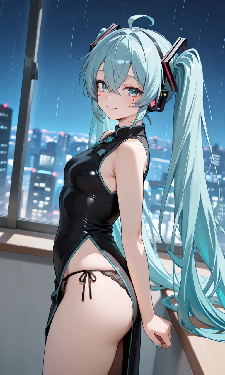 Hatsune Miku DJing、Bikini、The background is a beautiful night view、４K