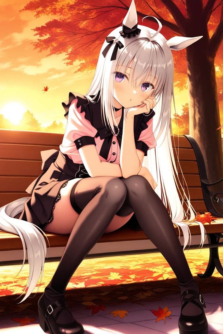 masterpiece,best quality,highres,ultra-detailed,aanyaruko,long hair,(silver hair),ahoge,shirt,white shirt,checkered clothes,short sleeves,black apron,skirt,checkered skirt,zettai ryouiki,(white thighhighs:1.2),high heels,(blush:1.2),(embarrass:1.2),outdoors,garden,black lace-trimmed panties, (upper body:1.3),open mouth, embarrassed ,blush,(spread legs:1.3),(legs up),(cameltoe:1.3),
