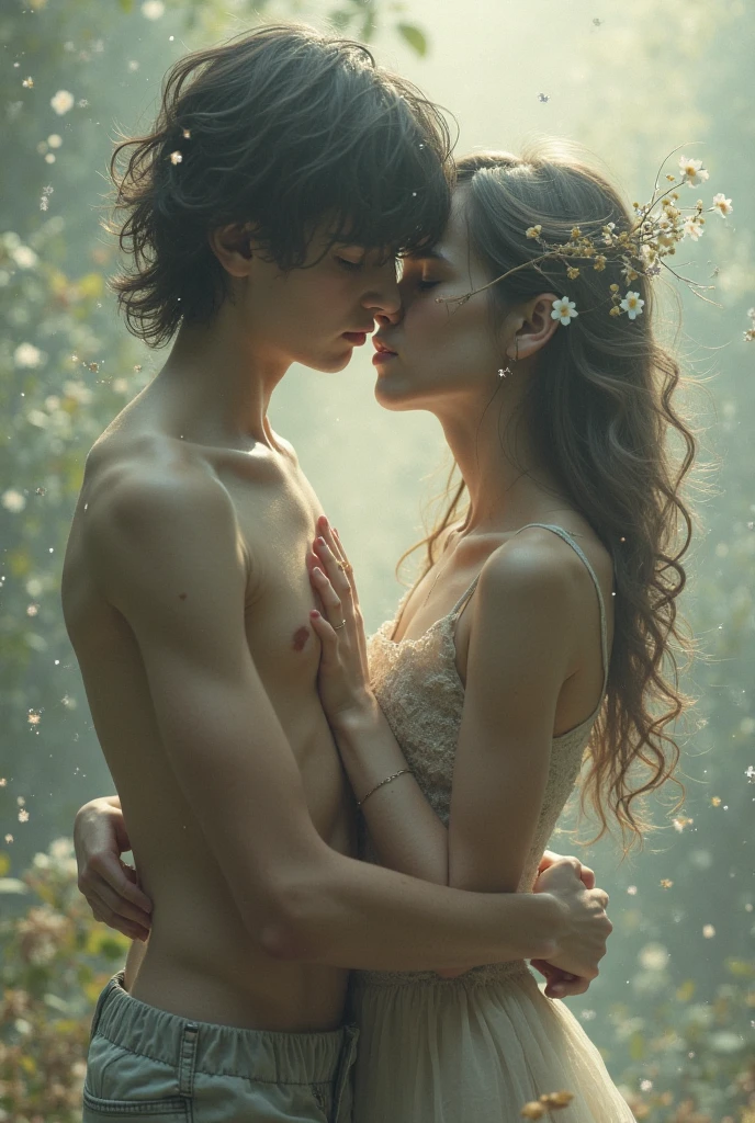 A nude boy with a nude girl