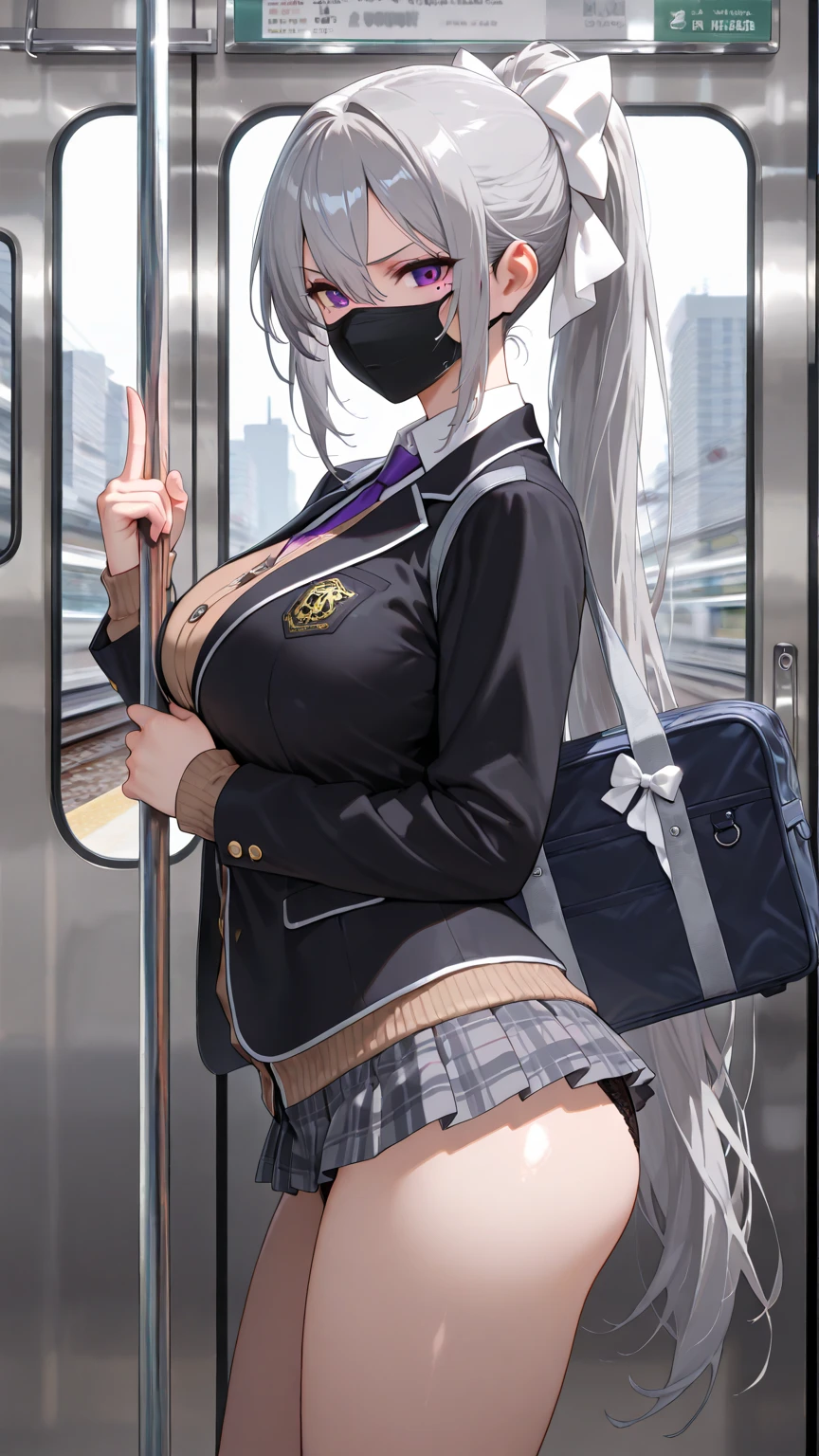 masterpiece, best quality,alisa kujou, skirt, bag, jacket, socks, looking at viewer,plaid, blazer, brown hair, plaid skirt,(white socks:1.8),(thigh-high socks:1.8),long sleeves, bangs, open clothes, open jacket, bow, brown eyes, pleated skirt, bowtie, day, long hair, bush, red bow, kneehighs, shirt, sleeves past wrists, backpack,red bowtie,(beige jacket:1.8), school bag,(black skirt:1.8), blurry, collared shirt, miniskirt, white shirt, cardigan, grass, sweater,(light smile:1.2),(soft-edged:1.8),(watercolor painting:1.5),(Illustration:0.8), (beautiful detailed eyes:1.6),(Fully exposed panties:1.8),(1 girl standing:1.5),nsrf,grabbing another's ass,short stature,(orgasm:0.8), BREAK lotr of people,(crowded train:1.8),(rush hour train:1.8),(man with office suit:1.7),BREAK (turn up the skirt:1.7),(shirt lift:1.7),(bra lift:1.8), (nipples:1.2), (chikan:1.9),(vaginal sex:1.5), (frying hands:1.1), (fresher:1.5),(16 years old:1.6),(curvy:1.5),(zettai ryouiki:1.8),(cute panties:1.8),(white panties:1.8),(pink panties:1.5),(white bra:1.8), (turn up the brassiere:1.7), (misaligned brassiere:1.5),breast slip,breasts out, BREAK breasta_on_glass,povbrestgrab,(panties shot:1.5),(up skirt:1.5), grabbing another's breast,close contact with men,cohesive,(train:1.7),(nose blush),(open clothes:1.3),(disordered shirt:1.1),(undressing:1.5), BREAK (from below:1.8),(cowboy shot:1.9),(dynamic angle:1.8),looking down,(spread legs:1.5),BREAK