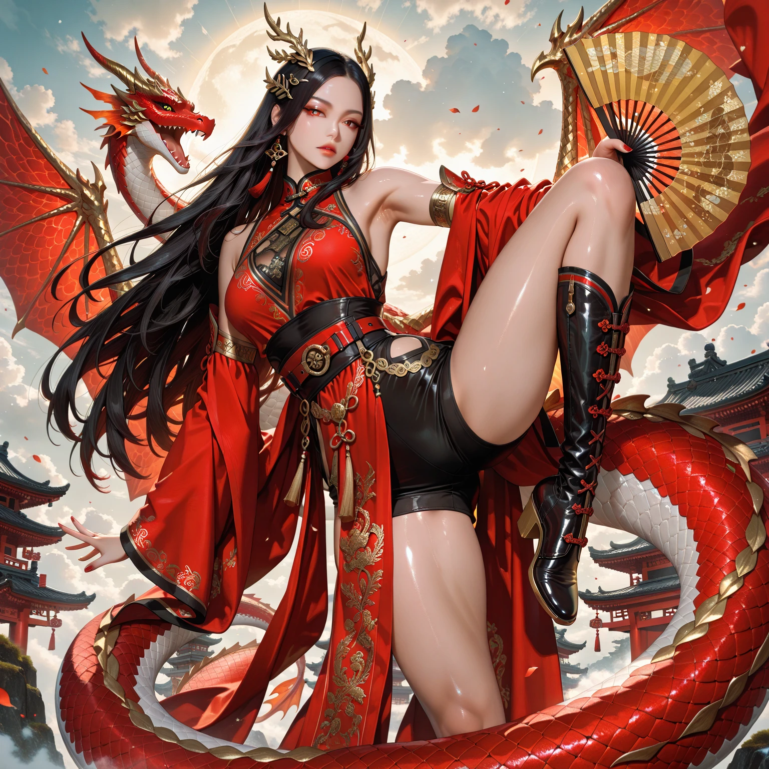 Handsome girl, 25 years old, Asian, master work, best picture quality, higher quality, high detail, super high resolution, (realistic: 1.4) 8k resolution, delicate facial features, girls, sexy body, tattoos, glowing eyes, short hair, gray hair, hair details, (full body: 0.6), detailed background , [[Look away, look to the side, emphasize femininity and pay attention to every detail , Open Hanfu transparent tulle jacket, ????? chest, ????? abs, soft medium breasts, , Fa gong, Chinese kung fu, fingerless gloves, Wristbands, dragon themed costumes, monk robes, dynamic composition, wood, wood background, very much wood, wood around the body, dead wood, lots of branches background, Chinese wood carving, wood carving modeling crafts, holding wood carving magic vessels, night