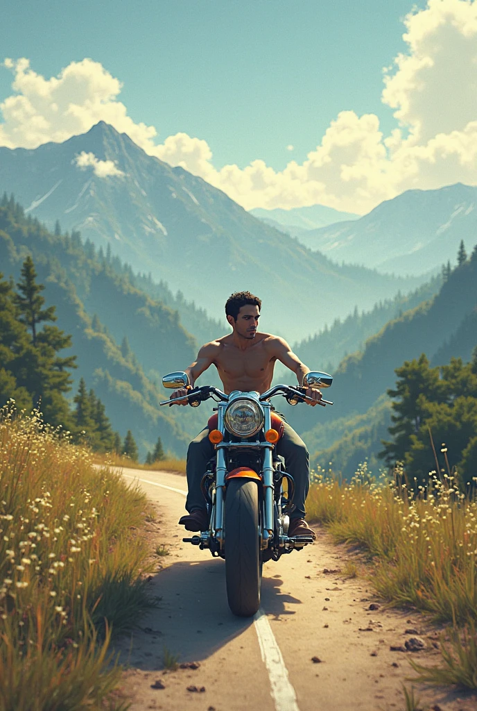 Valentin Debut qui fait de la moto en slip