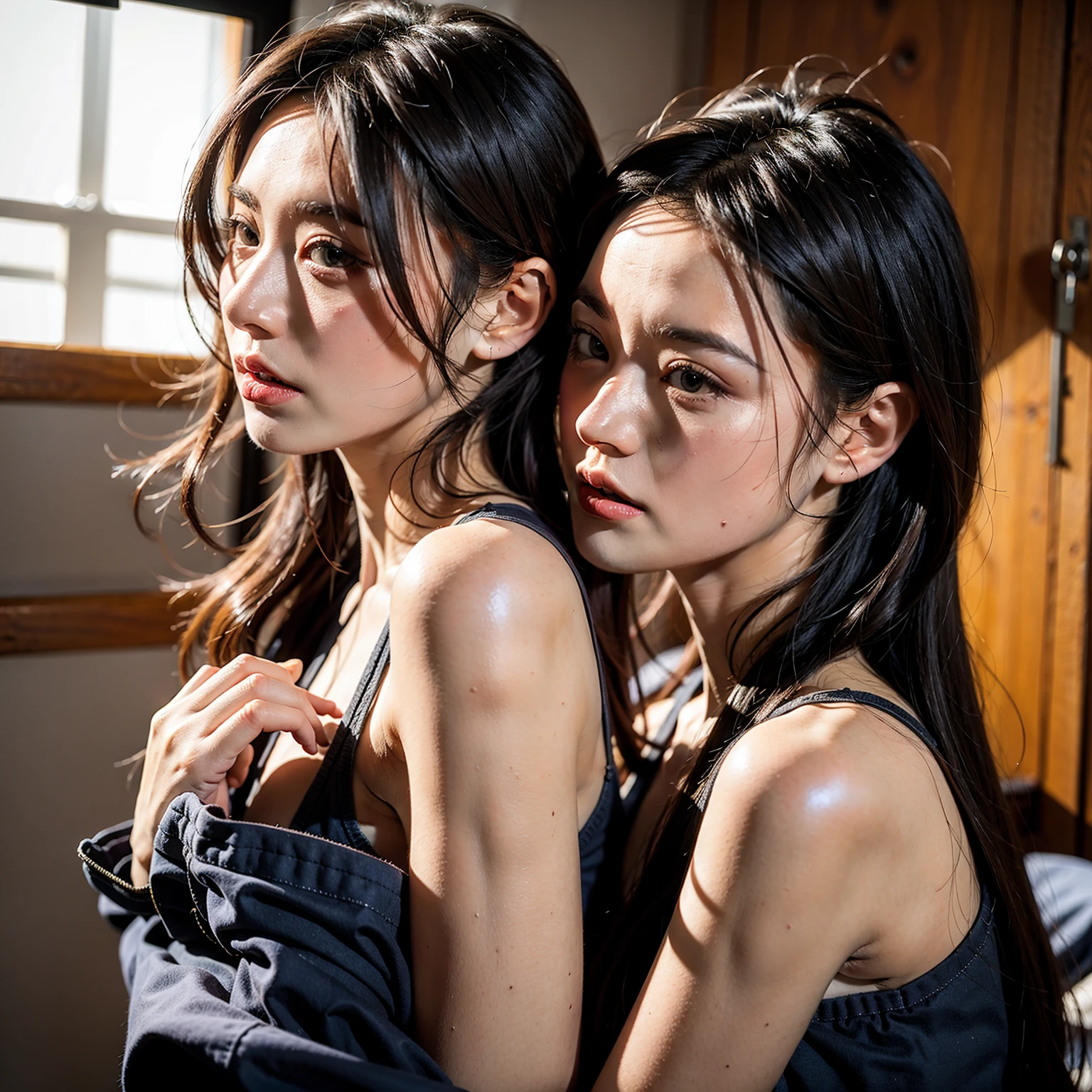 Japanese beautiful mature woman, (Hot((((35 year old beautiful mature woman gives handjob to 18 year old young man's extremely huge penis:1.95))))、(((RAW development、Very realistic、White skin)))、(((Super Detail)))、((anyway, Make your skin glow with semen:1.65))、((((long and smooth black hair))))、((((A full body, intense and obscene, that fulfills all sexual desires.:1.65))))、((Because she's a sex slave:1.75))、(((A mother's gaze that looks lovingly, intensely, and lewdly at her son:1.35)))、Bedroom、((Beautiful mature woman gives handjob to young man:1.75))、 ((Very large breasts bigger than a face:1.95)), ((The liquid representation is extremely realistic:2.99)), ((The depiction of liquid semen is extremely realistic.:1.95)), ((The depiction of liquid semen being ejaculated from the penis is extremely realistic, with the entire body being drenched in a large amount of semen.:1.35)),((((Extremely accurate anatomy)))), (((My room is covered in semen:1.65))), ((((NSFW:1.65))))