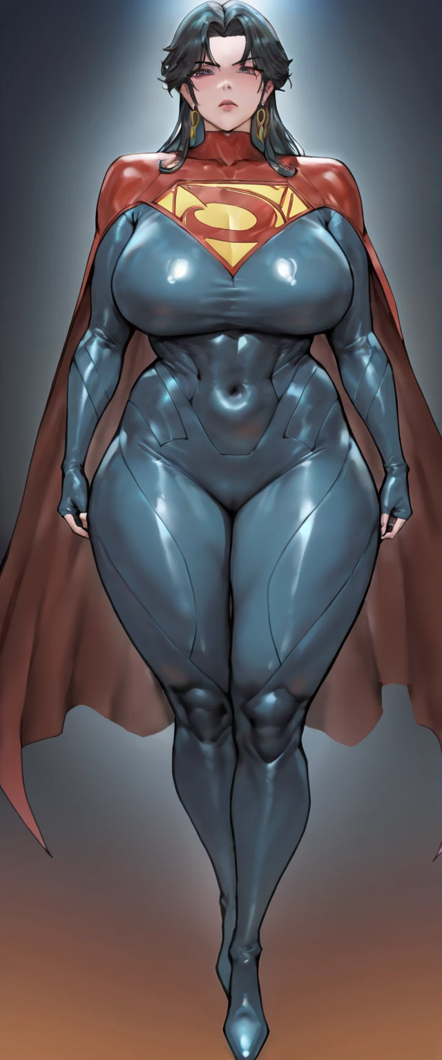 zPDXL, source_anime, BREAK Trilla, helmet with red visor, cape, armor,black gloves,tight bodysuit,black cape,black pants, BREAK close-up, solo, standing, front view, medium breasts, hands on hips, wide hips, BREAK x3dce, 3d, jungle background, dense vegetation, rain, night, night sky,
