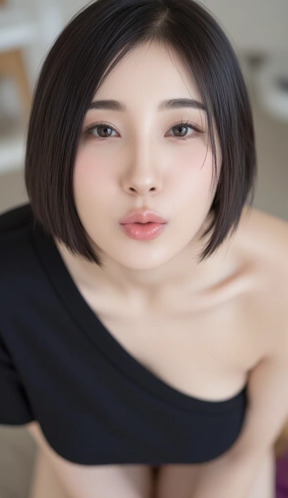 ((Tabletop,highest quality)), (Like the picture:1.4),(((Tabletop,8k)),White wall,(White Room),((Full body photo))),Photographed in natural light,Highly detailed face and skin texture,Highly detailed lips,The correct state of the human body,Ultra-high resolution,(Realistic:1.4),highest quality, 1. Beautiful woman, 20-year-old, S, 60mm lens, Lightweight knit fabric,(short hair),Japanese women,(Black Hair),Various poses,Looking into the camera,Natural lip color,Professional Lighting,Mole,Small breasts,