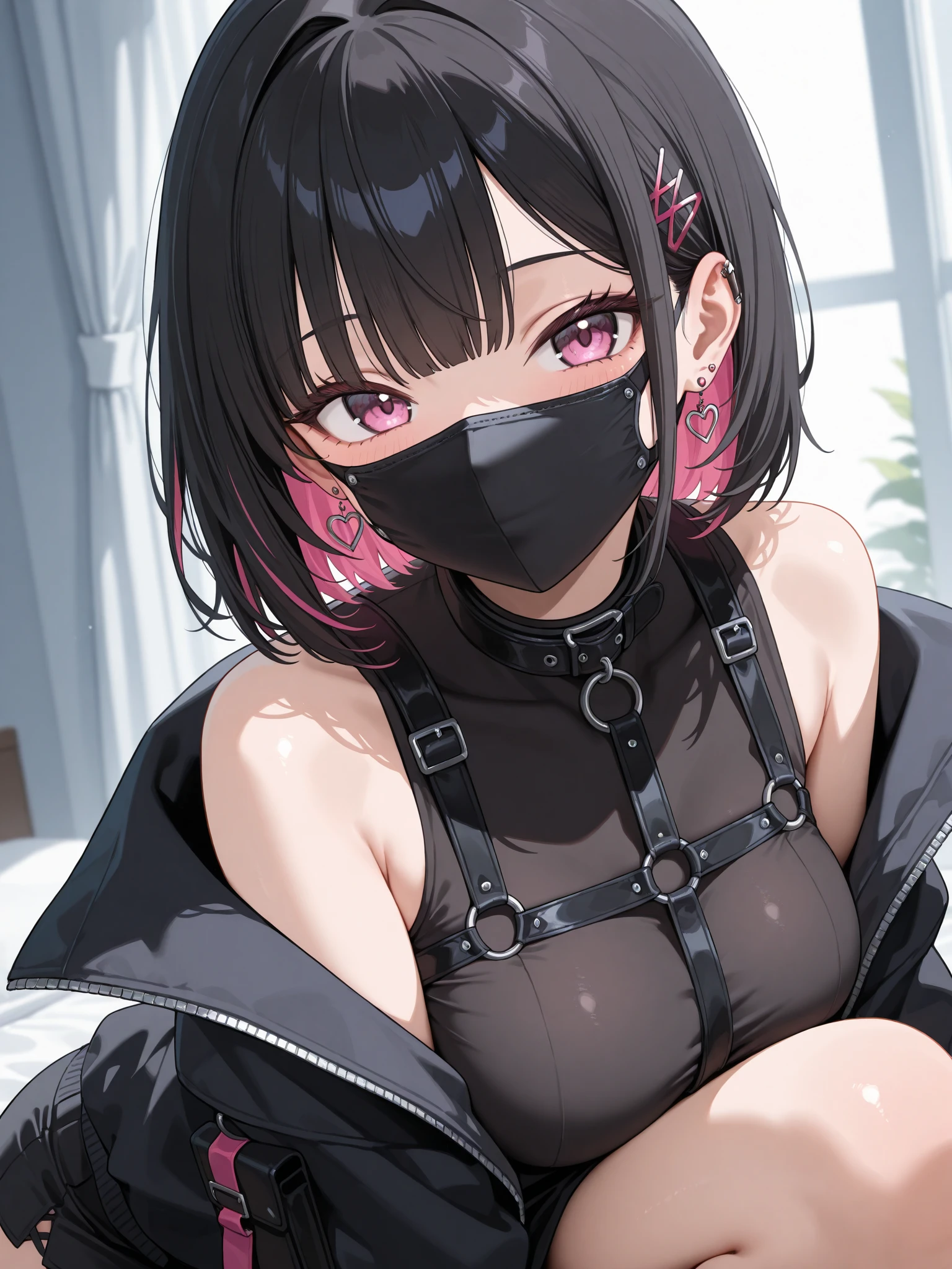 (Tabletop:1.0), (highest quality:1.4), (High resolution:1.2),(Latex lace mouth mask:1.3), Open your mouth,  Sharp contours,  boyish, highest quality, masterpiece,Glasses,Voice of the Heart,Breast milk,yandere,Browsing Caution,Blowjob,Cum on tongue,Cum on body,Woman wearing knitwear