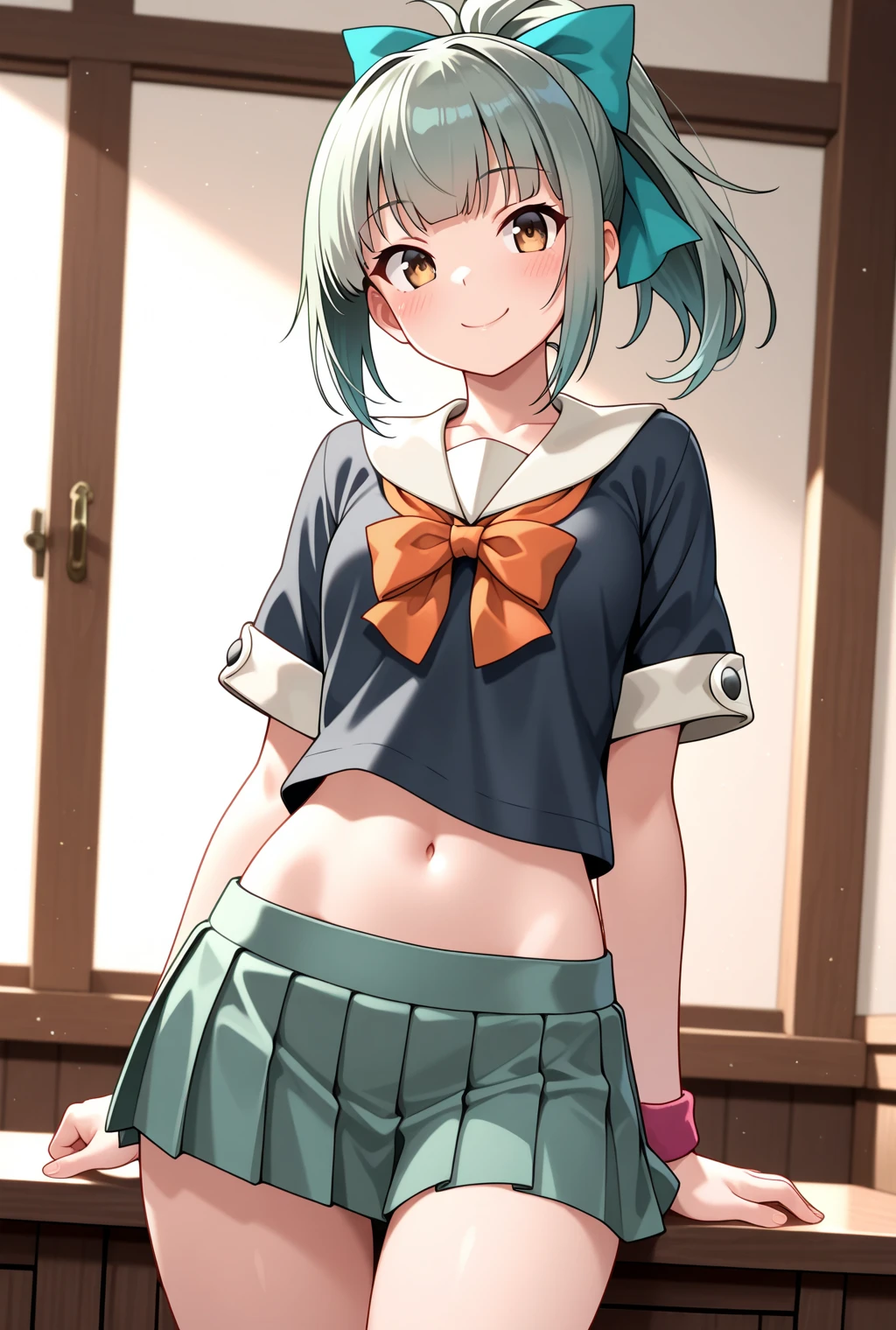 1girl,
BREAK ((twin braids, long hair, blue hair, blue eyes:1))
BREAK ((flat chest,cheerleader,flustered,blushing,red:1.5))
BREAK indoors,
BREAK looking at viewer,
BREAK (masterpiece:1.2), best quality, high resolution, unity 8k wallpaper, (illustration:0.8), (beautiful detailed eyes:1.6), extremely detailed face, perfect lighting, extremely detailed CG, (perfect hands, perfect anatomy),