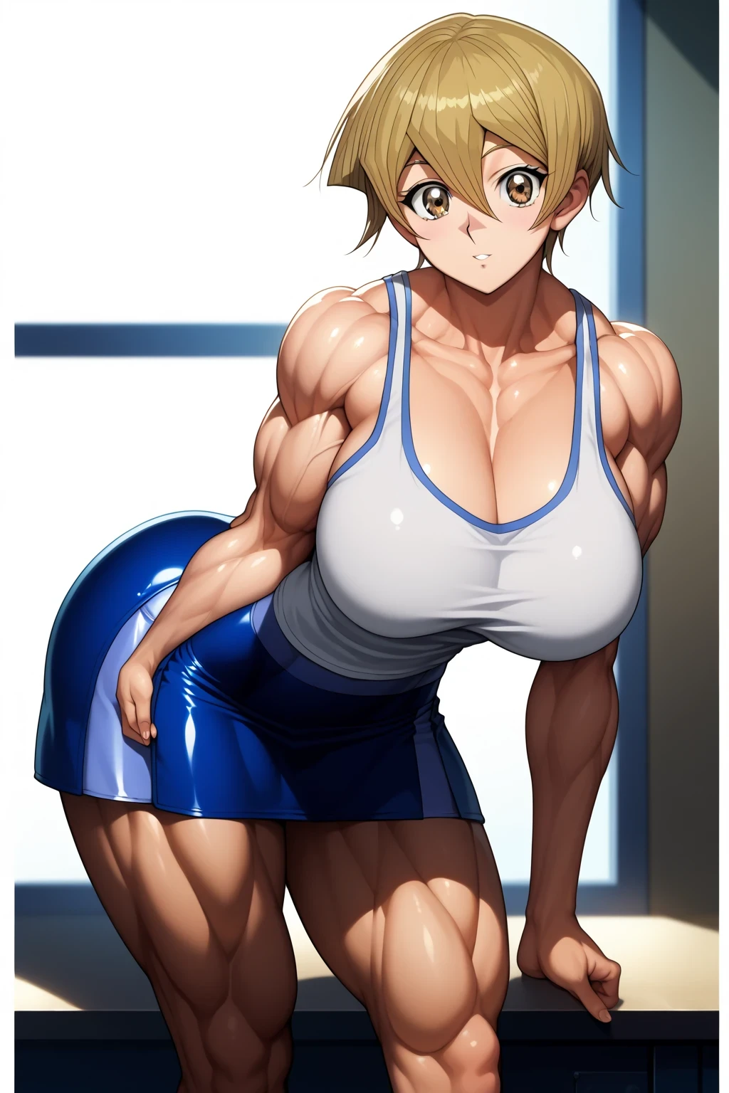 Beautiful Women squatting , abdominals, Open chest, Thin, Fit, large full breasts, long nipples, cleavage, Show the armpits, training gym, Wet skin, Wet clothes, Wet lower body, short-cut, A dark-haired, Rat trail section, sheer White Sports Bra, sheer white low-rise shorts, detailed crotch, detailed nipples, detailed camel toe, A slight smile, full body shot from below