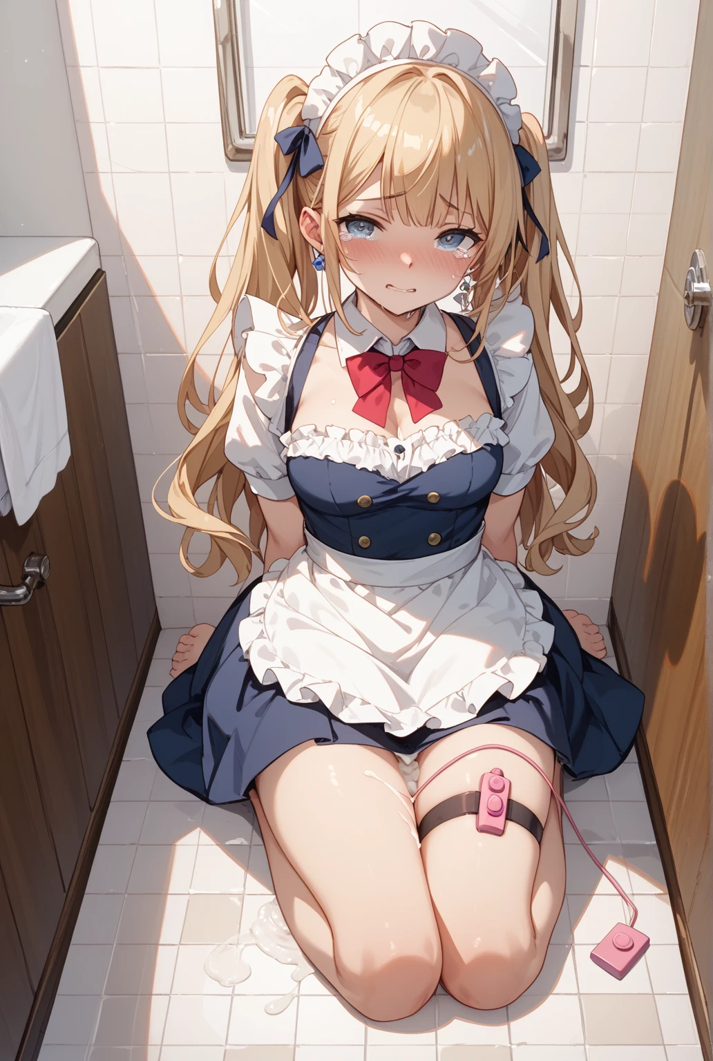 (8K, ultra high resolution, 朝美麗公式アートA masterpiece of the highest quality, professional detailed wallpaper, Ultimate Highly Detailed Everything, anime images, game cg),perfect human body、detailed face、detailed eyes), 1girl,dark skin,short hair,white shirt,cleavage,blonde hair,smirk,choker,pleated skirt,thighhighs、background bedroom , detailed background、detailed person、background bokeh、shadow、dark toilet、dark、lights out、shadow、Stains on the walls、Dark and dirty private toilet、dirty toilet、public toilet、official art、full CG、high quality、high resolution、8k, high vision、detailed、clear、live-action、(dripping sweat、oil skin,sparkling skin、realistic skin texture、detailed beautiful skin、shiny skin、shiny skin), (立っている:1.5、ahegao:1.8, メスガキスマイル:1.8, 壁ドン:1.8)、(((迸る汗、オイル肌,キラキラ肌、リアルな肌の質感、詳細な美しい肌、テカる肌、光沢のある肌)))、break、(((壁の汚れ、床の汚れ))), smoke, 消えた照明