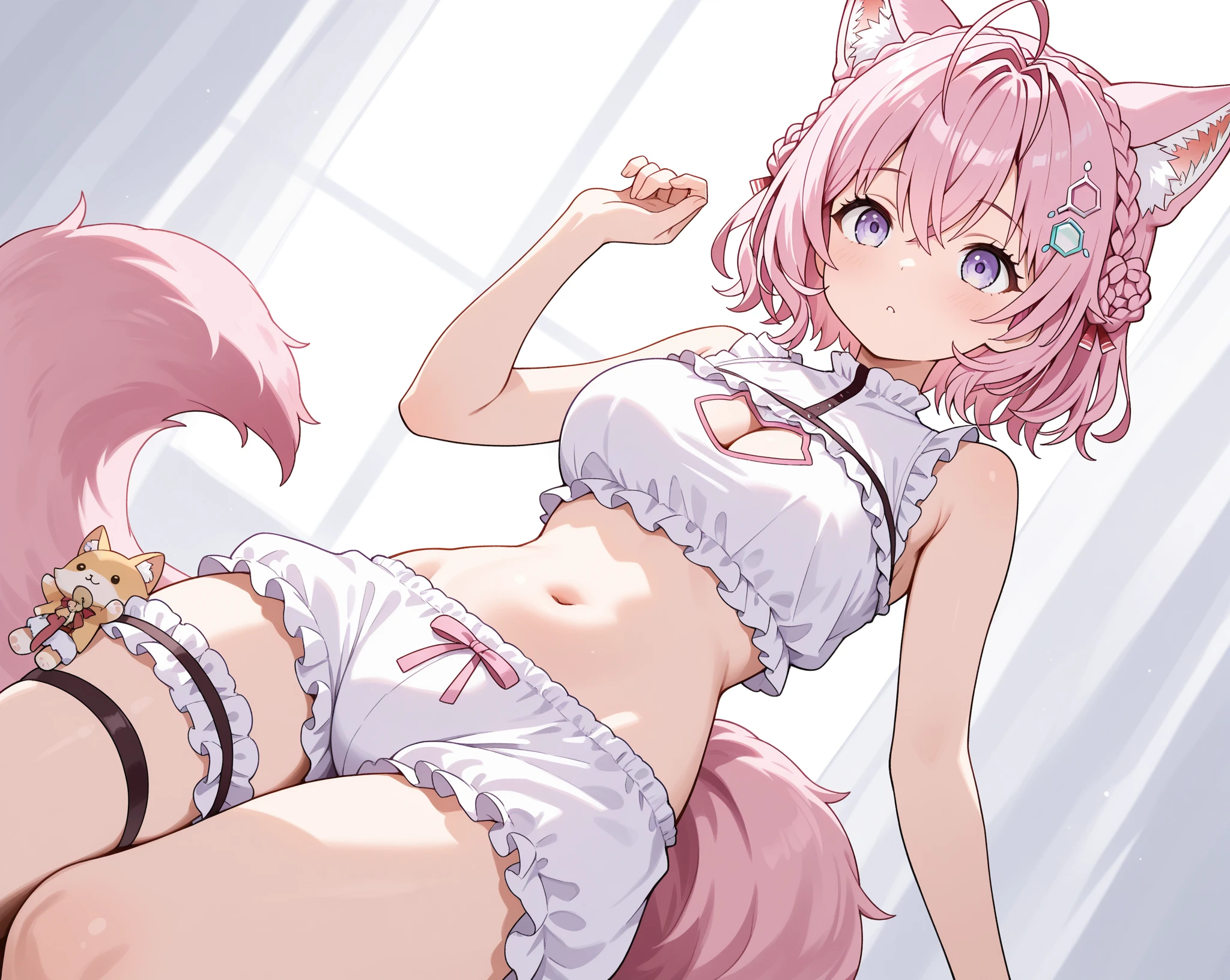 1boy, male focus, 
amazing quality, high resolution, ultra-detailed, astolfo, animal ears, tail, cat ears, animal hands, cat tail, looking at viewer, otoko no ko, paw print, solo, streaked hair, multicolored hair, paw gloves, hair intakes, cat paws, gloves, smile, white hair, animal ear fluff, bangs, hood, closed mouth,
masterpiece, best quality, very aesthetic, absurdres