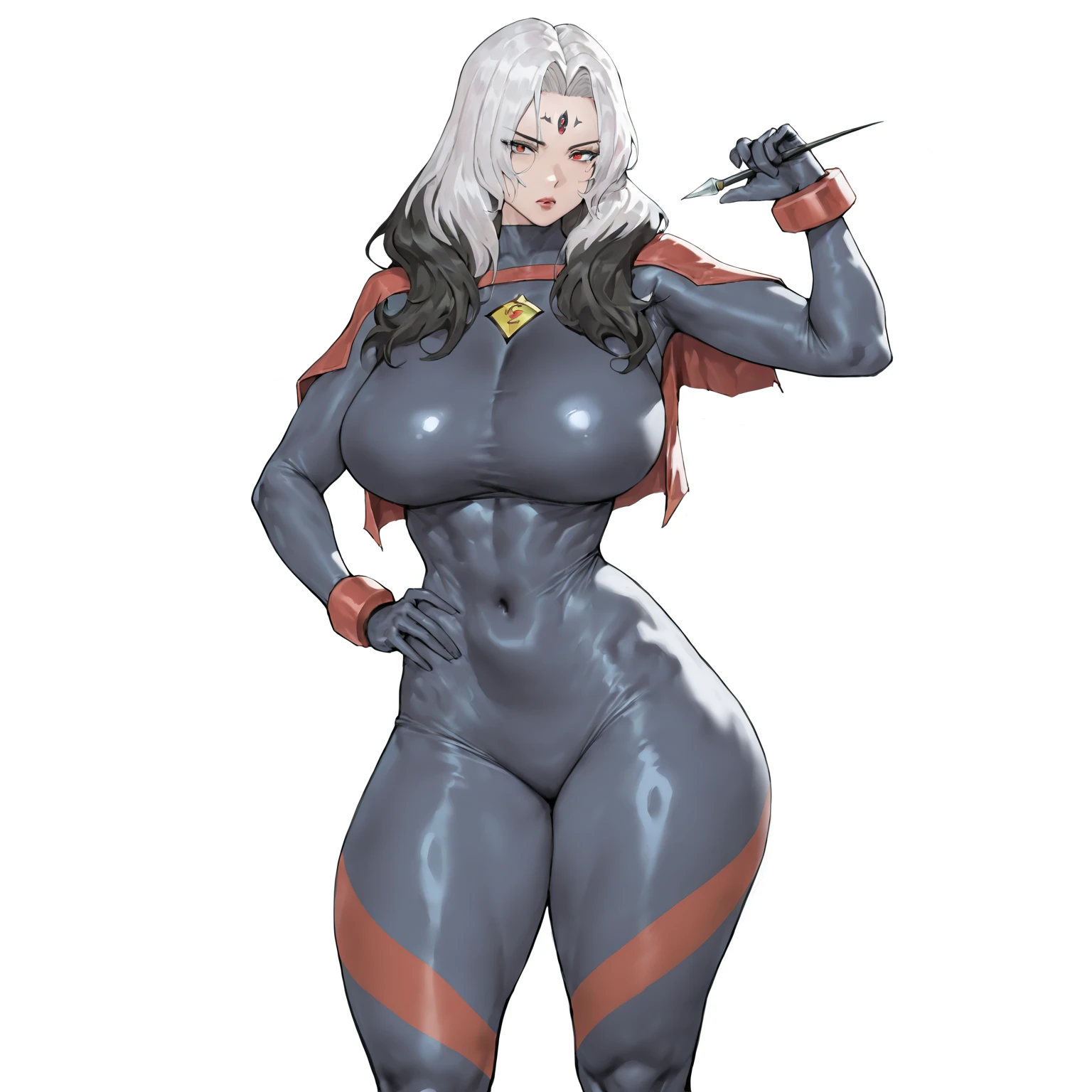 ((masterpiece)),(((best quality))),((character design sheet)), ((full body view)) mature face, defined cheekbones,((long hair:1.2)), Perfect Beautiful , (robot Face) ,((chrome skin:1.1)), (silver arms, Aletta ocean face, silver legs) ((android woman)),((metallic android)), long Hair , Black Gothic Nun Dress , Athletic Body , ((metallic legs:1.2)), Realistic Lighting , Gothic Makeup , Posing Like a Model , Look at Viewer, cool lighting, ((cool ambiance light:1.0))high cheekbones, illustration, muscular, sexy bimbo, (gigantic breasts:1.3) ((detailed face:1.4)) beautiful woman, shiny skin, scribbles and marks,(puffy lips:1.4) , rough sketches, pose, 8k,16k, (simple background, white background: 1.3) ((cool color palette)),