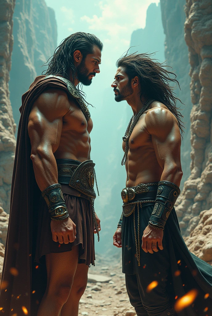 Ancient strong young men kissing