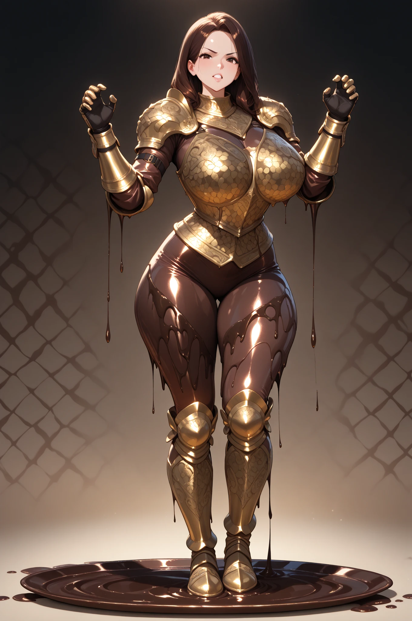 (Masterpiece, best quality, intricate details, 1sologirl) iron collar, arms behind back, iron cuffs, shackles, leather collar choker neck bell, bound ((standing by wooden pole:1.2)) ((female Black Dark skin Gyaru)) show entire body frontal position, feet in view, realistic, gorgeous 16y.o. darkest skinned mixed race female, black African, transparent black pantyhose, legs open, museum,barefoot no shoes, looking to viewer straight symmetrical, white silver long hair