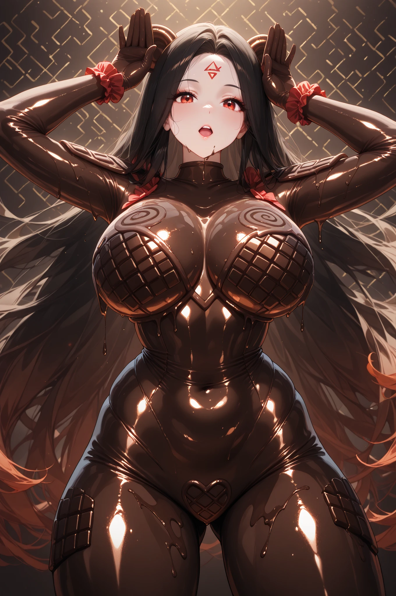 (top-quality, in 8K, 32K, masterpiece, A high resolution, Impressionism, Photorealsitic:1.2, anime style), ((detailed faces and eyes, golden eyes, glowing eyes, beautiful face, black long hair)), (((Masterpiece, scyllacpt, black octopus with glowing golden parts, monster girl, gigantess))), ((In the background under water, dark, abyss, no light, ocean, night)), Cinematic, 4k,, ((big belly, massive breast)), ((((((no light))))))