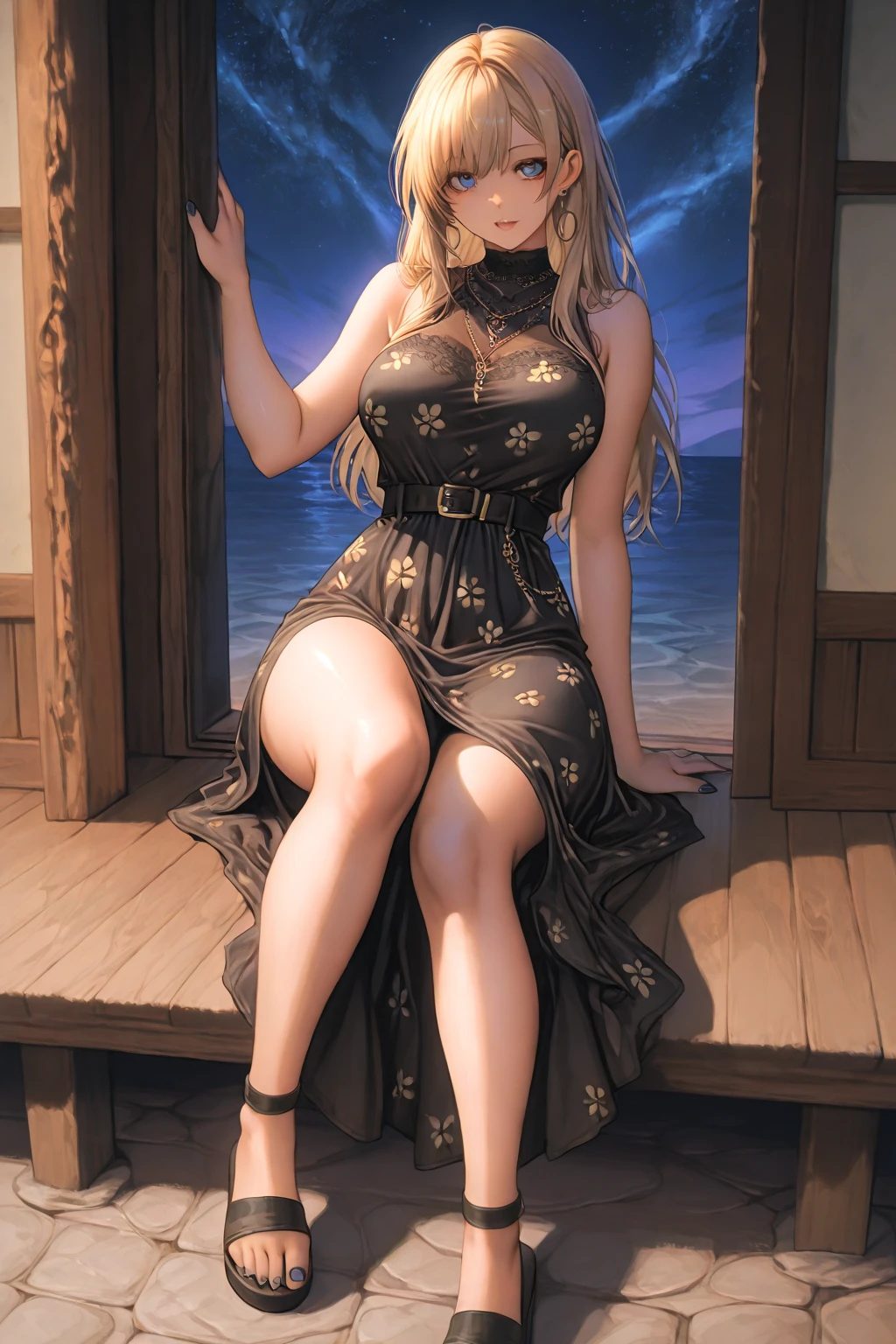 nsfw, (ultra-detailed, photorealistic, best quality, 4k, 8k, highres, masterpiece:1.3), Princess Daena Targaryen, age 30, a sophisticated and self-assured individual, Known for her timeless beauty and regal style, She has the classic Targaryen features of silver-gold hair and violet eyes, She has a refined sense of fashion, always appearing elegant and majestic, Her outfit includes a Top: A simple, sleeveless tunic made of coarse linen or wool, often slightly tattered or worn, revealing more skin than typical attire of the time, Bottom: A plain, ankle-length skirt made from rough fabric, with a modest slit to allow for easier movement, Shoes: Basic leather sandals or worn-out boots, practical and functional rather than decorative, Accessories: Modest wooden or bone jewelry, such as simple bracelets or necklaces, adding a touch of personal flair despite their simplicity, Additional: A rough, woolen shawl or cloak that she can wrap around herself for warmth, often adding a layer of mystery and modesty to her appearance, (((intricate detail, super finely detailed hands, ultra finely detailed fingers, ten fingers, walking confidently, full body showcase, show full body))), in a fantasy background featuring a grand medieval castle with towering spires, surrounded by lush, enchanted forests, and a distant, mystical dragon flying in the sky.