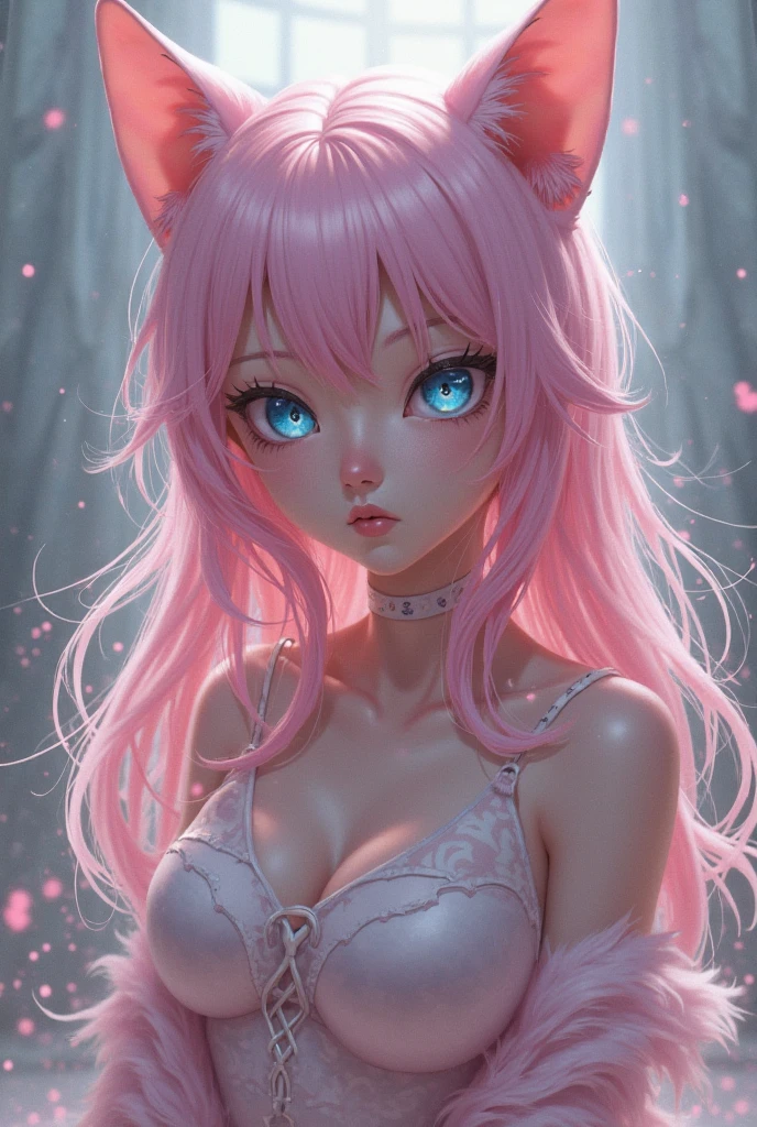 anime girls with cat ears and black side-tie bikini posing for a picture, seductive anime girls, hyperrealistic , beautiful alluring anime womans, 3d anime girls, attractive anime girls, seductive. highly detailed, anime highly detailed, , beautiful alluring anime teens, anime girls, a hyperrealistic , photorealistic anime girl render, yuri, cleavage, Mesmerizing eye contact, wooden floor, realistic, black hair, Watercolor touches, glitter lingersuit, amber eyes, big_natural_breasts, sagging_breasts, medium_breasts, Busty Milf, kneeling_forward, large_breasts, nsfw, luminescent lingersuit paint, night sky, full moon, hand on own head, waterfall, bioluminescent violet hair, niples, (Detailed eyes,Long eyelashes,Bright and colorful iris,Expressive eyebrows,Blend eyeshadow perfectly,Eyes sparkle,Reflective eyeballs, Heterochromia)