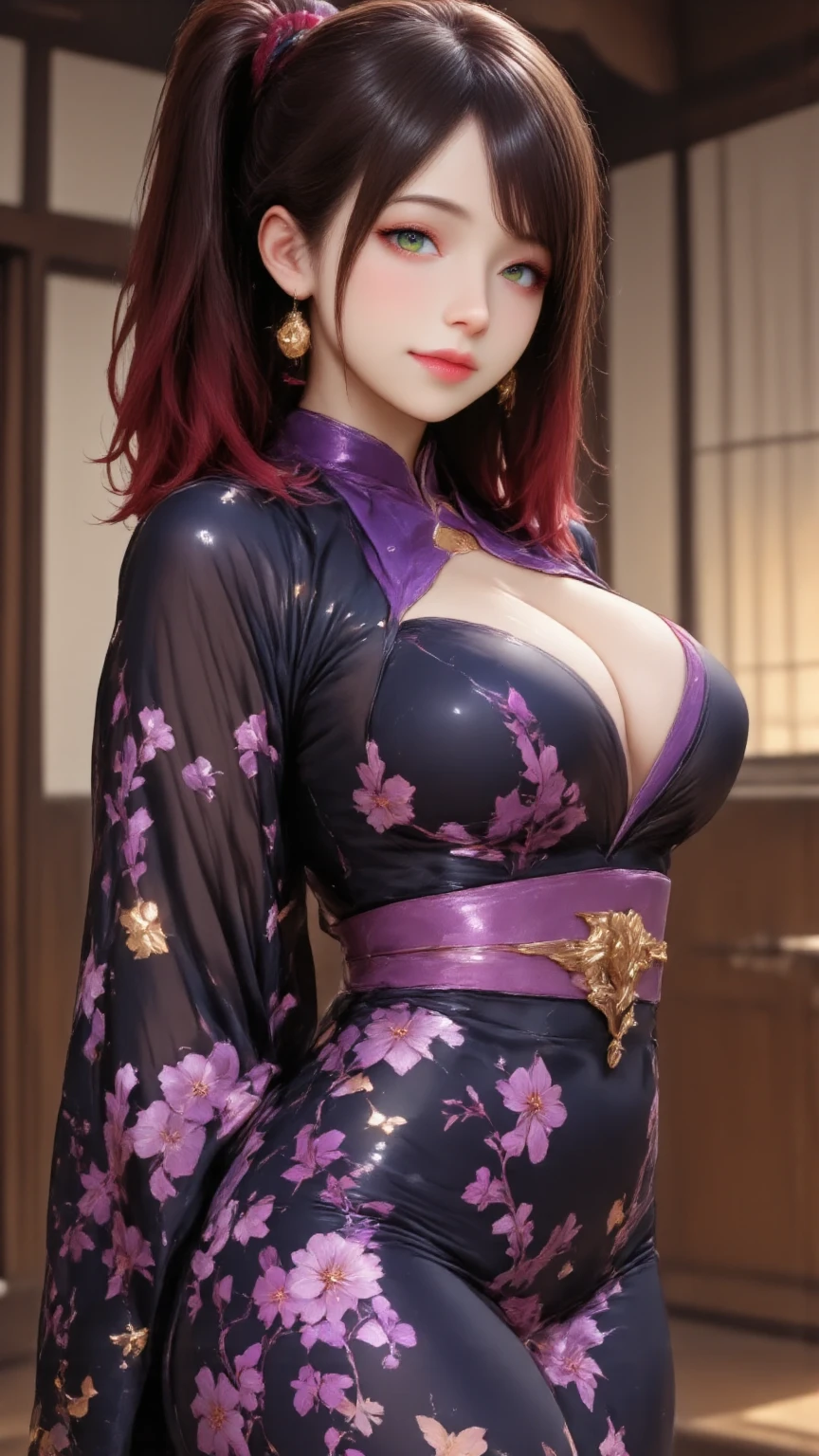 1girl ,( Erotic cheongsam:1.2), garter stockings,, (best quality,8k,highres,masterpiece:1.2),ultra-detailed,(realistic,photorealistic,photo-realistic:1.37),studio lighting,ultra-fine painting,sharp focus,physically-based rendering,extreme detail description,professional,vivid colors,,huge breasts,Sayuri