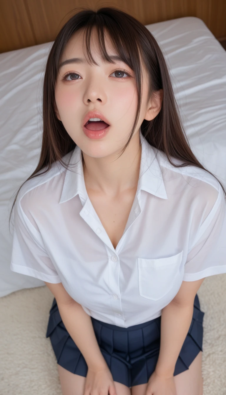 highest quality、Japanese、Give a blowjob、2０age、Show your chest、naked、（Sucking the penis with your mouth）、Covered in semen、Nurse uniform、Thick pubic hair、Hospital room