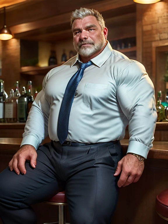 (8K, top-quality, masterpiece: 1.2), (Age: 60, White man, retired sheriff ), (Disgusting, Horny: 1.1), (Muscular, Chubby: 1.1), (Kind: 1.3), ( Mature Daddy), (Dress Pants: 1.3), (Very Hairy chest and belly, Small Hard Nipple), (Visible Bulge), (Loafer: 1.2), Imagine a masterpiece of an image, captured in the highest resolution of 8K, showcasing a white man in his sixties, playing the role of a retired sheriff