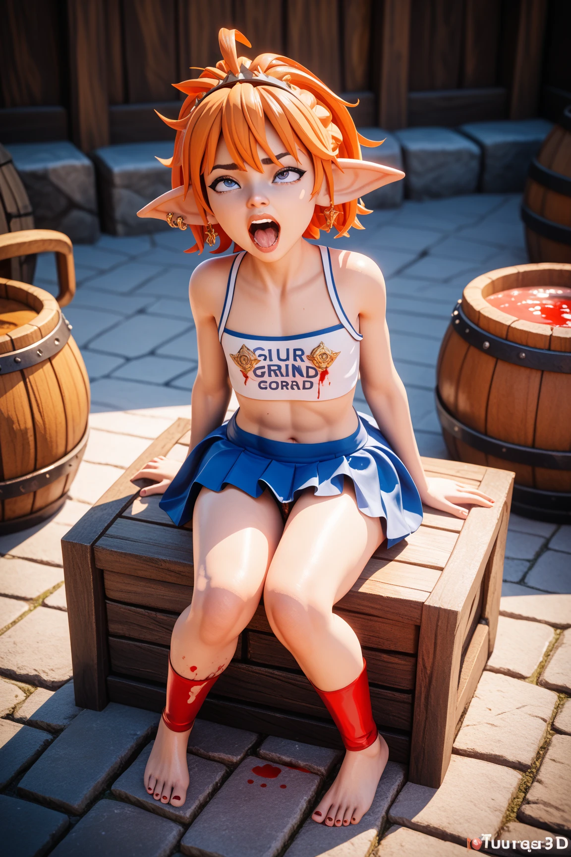 ((masterpiece), best quality, high quality, professional quality, highly detailed, highres, perfect lighting, natural lighting), ((masterpiece), best quality, high quality, professional quality, highly detailed, highres, perfect lighting, natural lighting), beautiful, short girl with red hair and blue top posing in a room, thicc, commission for high res, wet swimsuit, oc commission, is wearing a swimsuit, female protagonist 👀 :8, sweaty wet skin, [ 4 k digital art ]!!, bathing suit, cutesexyrobutts, swimsuit, asuka suit under clothes!, realistic bikini, shiny wet skin, gwen tennyson, big ass, small breasts