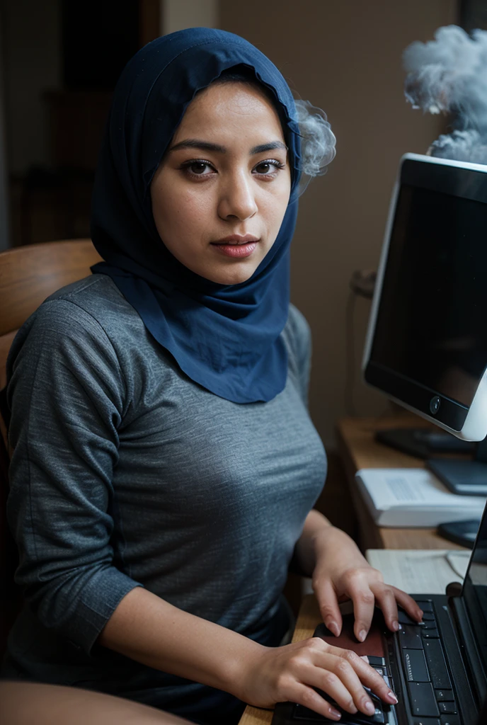 A hijabers working women in her office